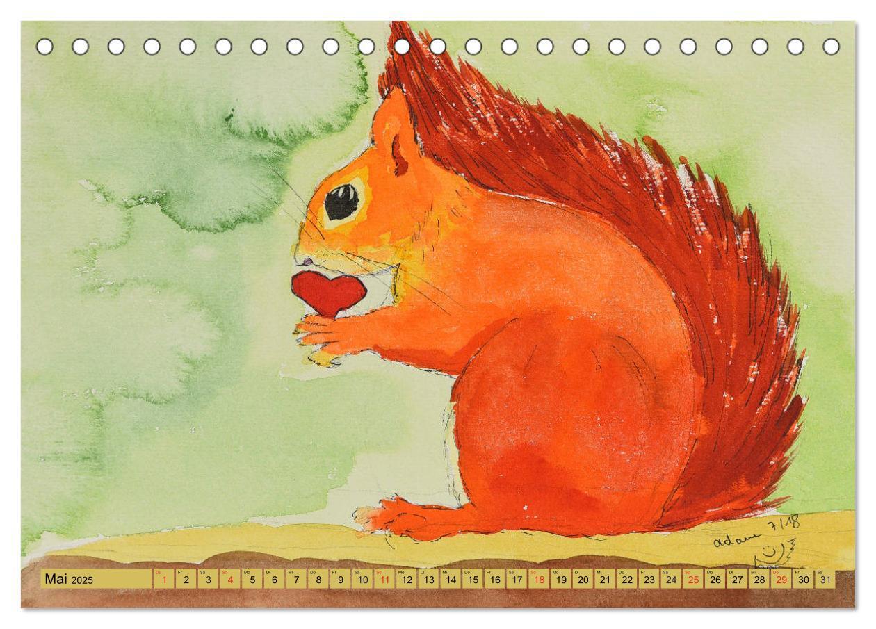 Bild: 9783435404124 | Eichhörnchen in Aquarell (Tischkalender 2025 DIN A5 quer), CALVENDO...