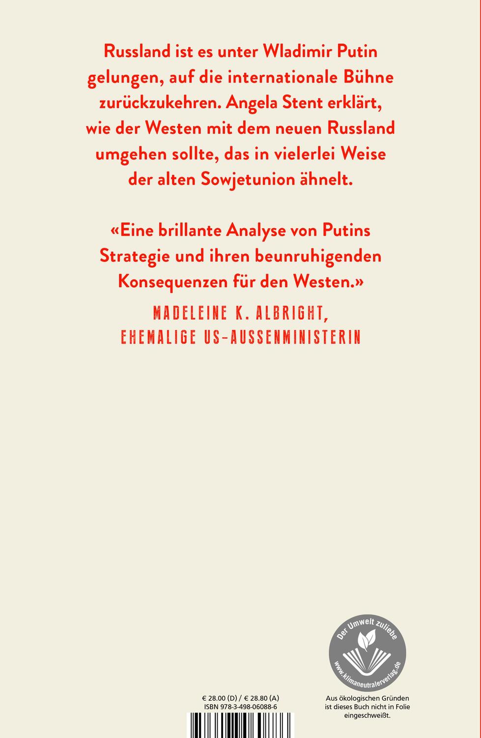 Rückseite: 9783498060886 | Putins Russland | Angela Stent | Buch | Deutsch | 2019 | Rowohlt