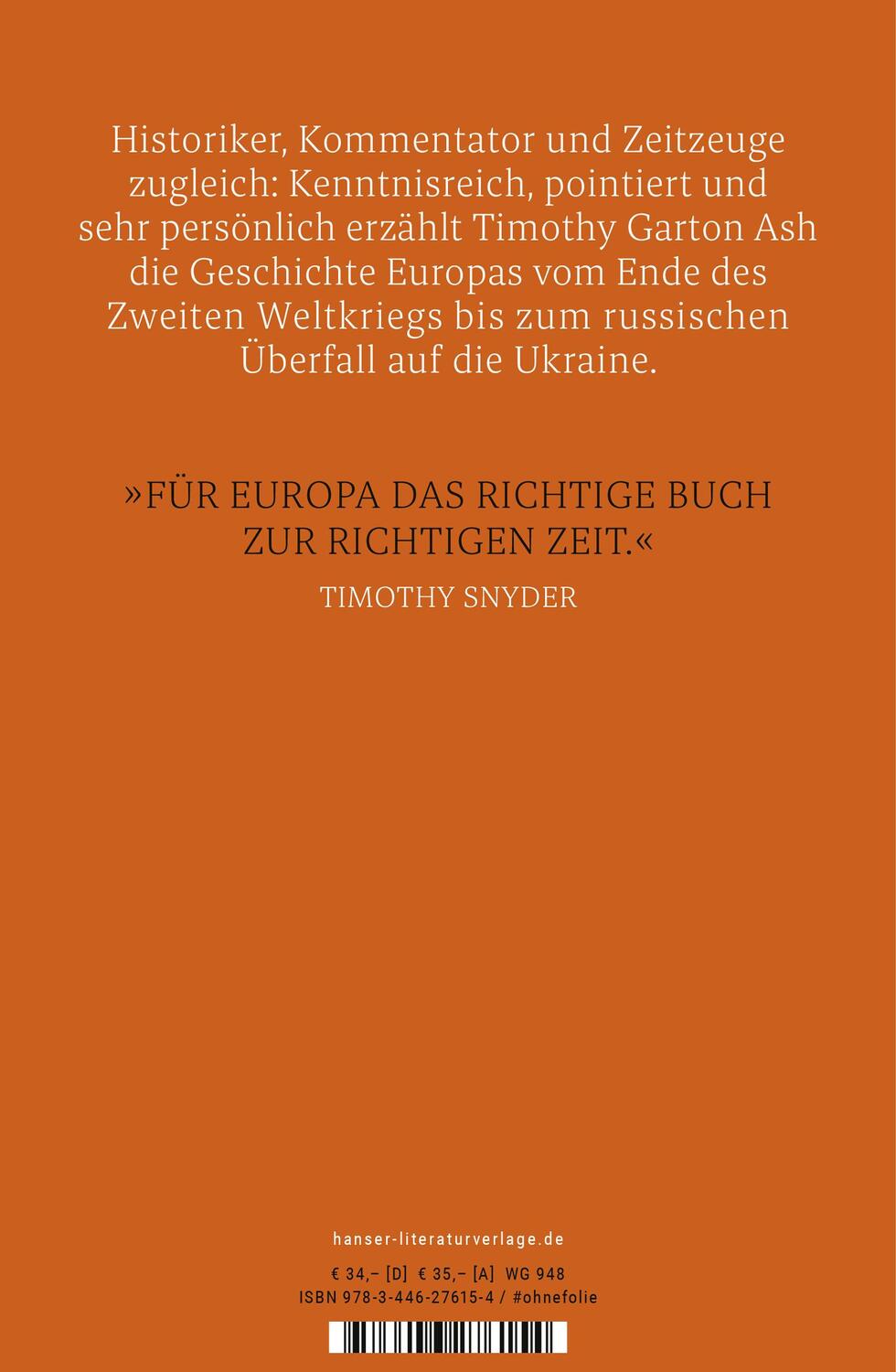 Bild: 9783446276154 | Europa | Eine persönliche Geschichte | Timothy Garton Ash | Buch