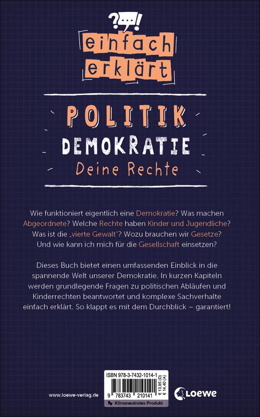 Rückseite: 9783743210141 | Einfach erklärt - Politik - Demokratie - Deine Rechte | Schulz-Reiss