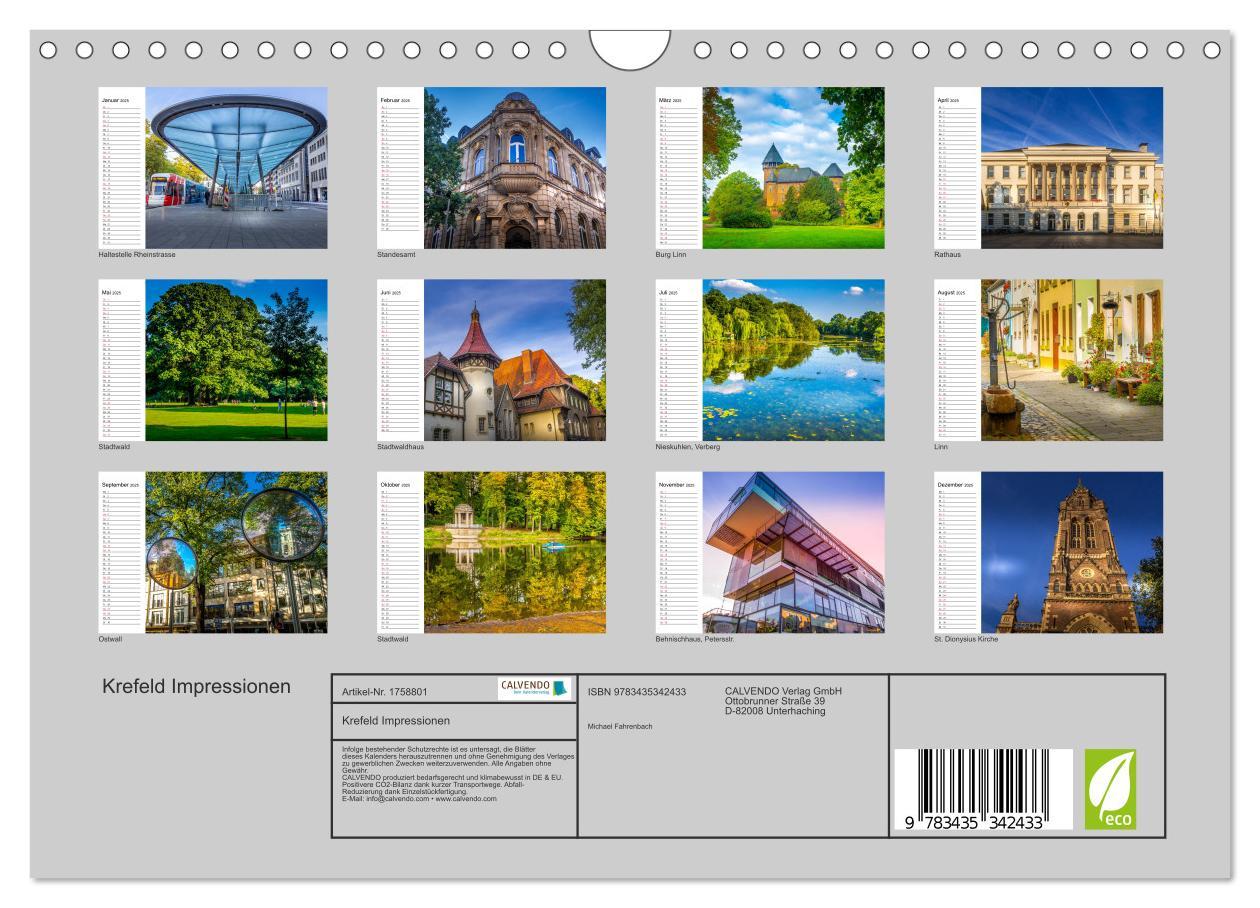 Bild: 9783435342433 | Krefeld Impressionen (Wandkalender 2025 DIN A4 quer), CALVENDO...