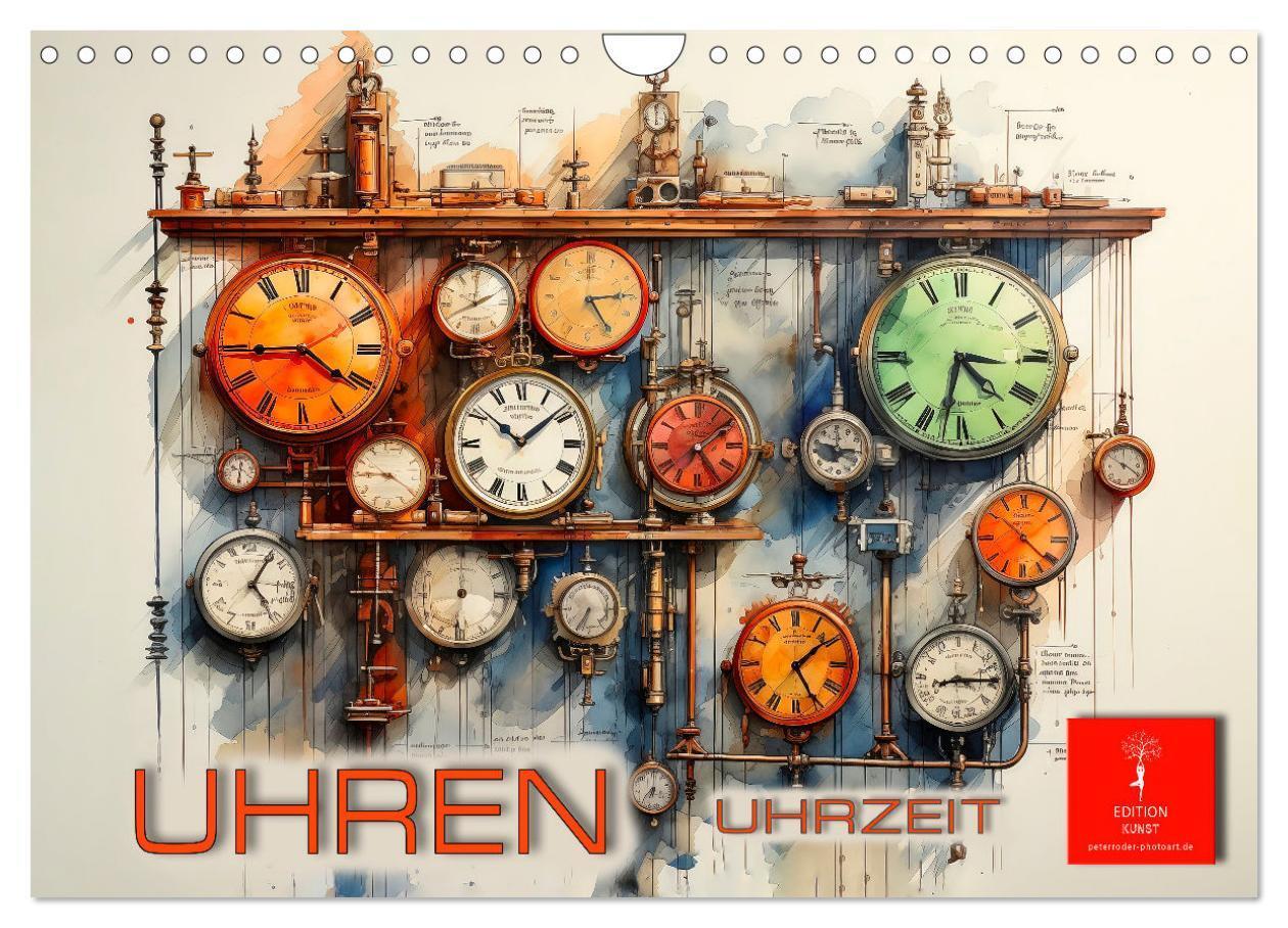 Cover: 9783383852084 | Uhren Uhrzeit (Wandkalender 2025 DIN A4 quer), CALVENDO Monatskalender