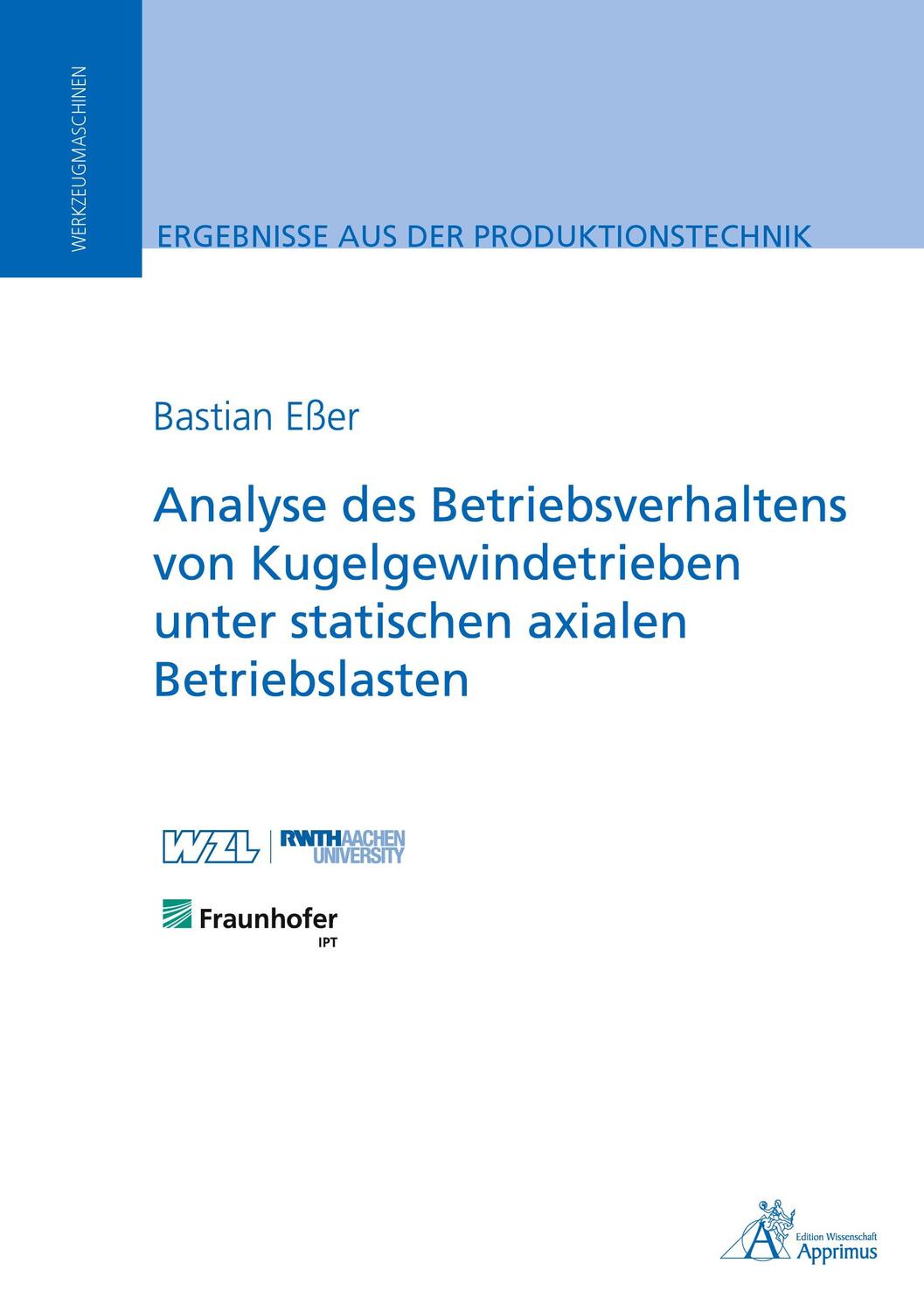 Cover: 9783985550654 | Analyse des Betriebsverhaltens von Kugelgewindetrieben unter...