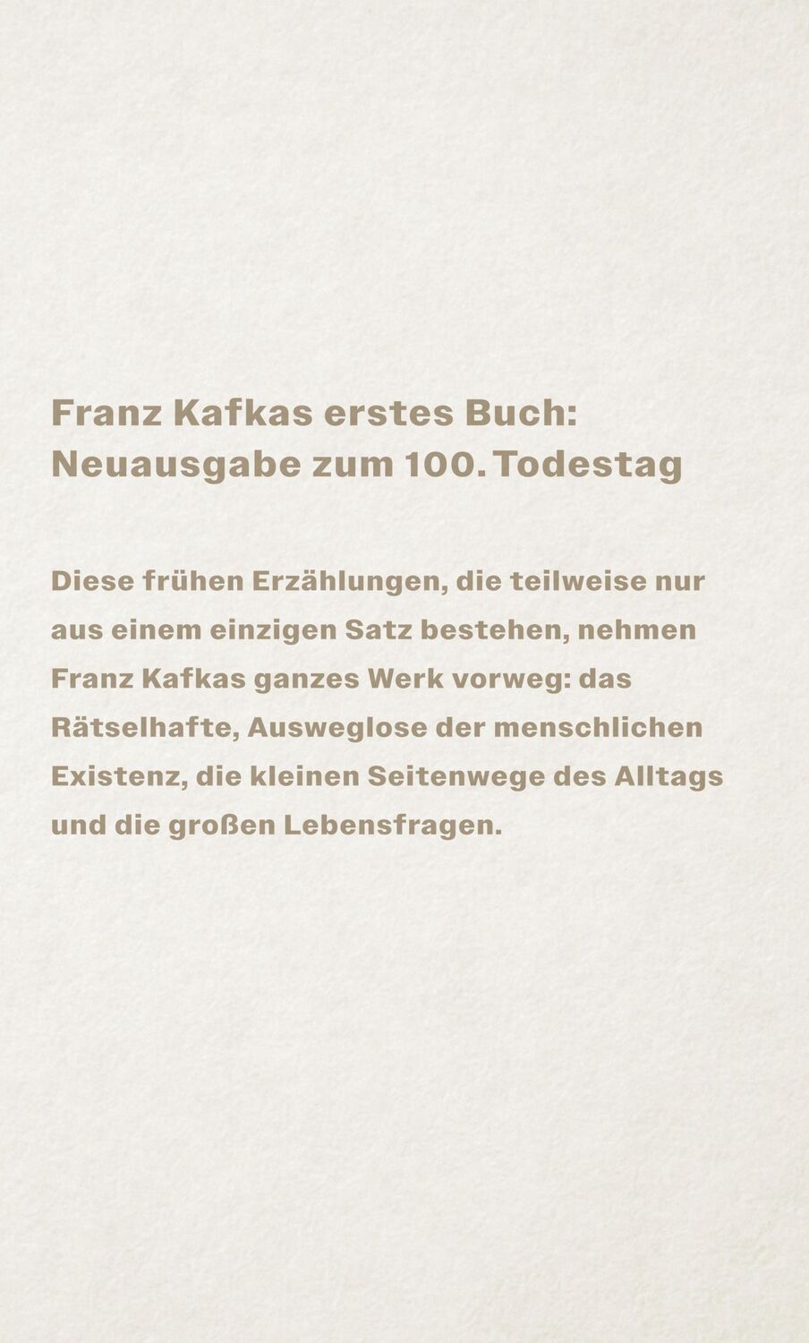 Rückseite: 9783633543328 | Betrachtung | Mit einem Nachwort von Vivian Liska | Franz Kafka | Buch