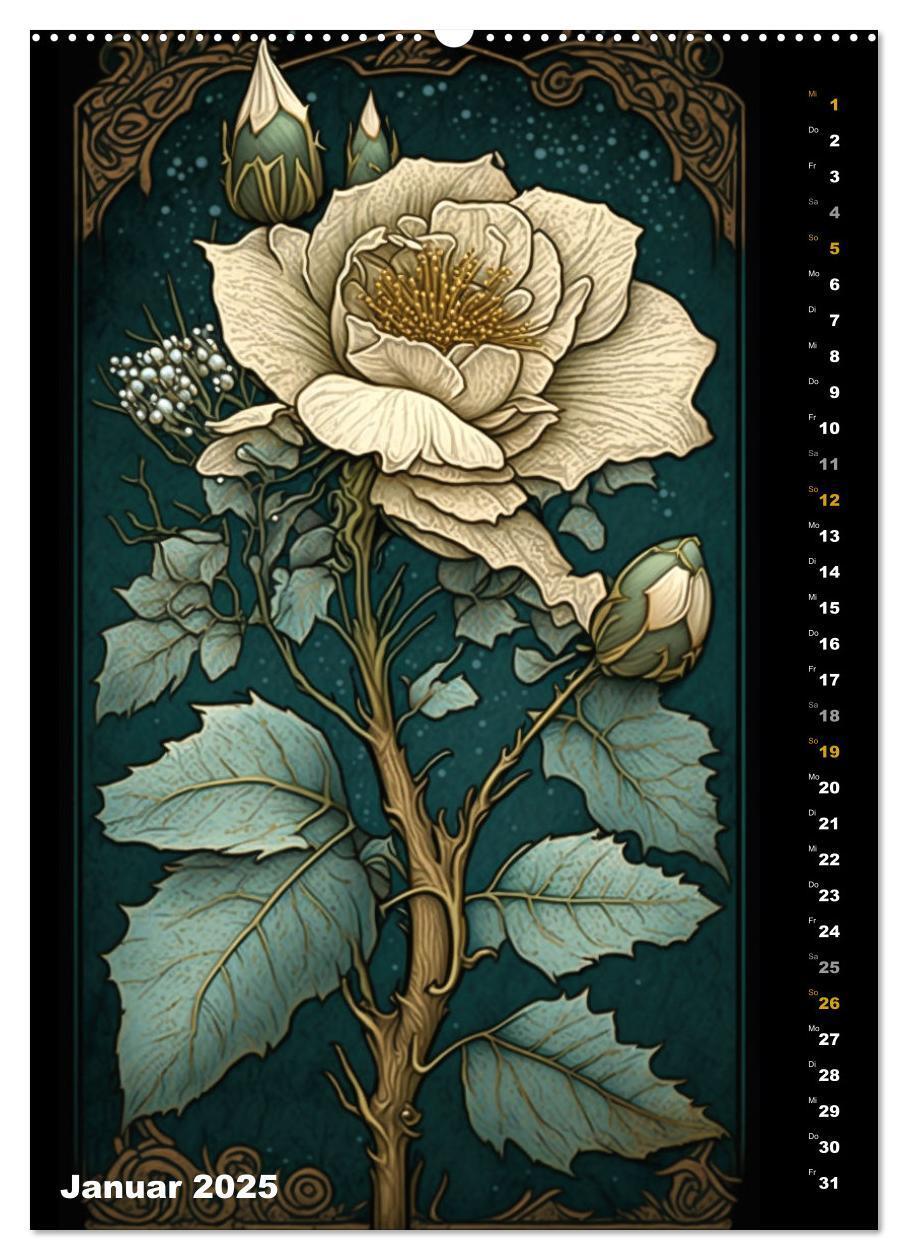 Bild: 9783435873869 | Jugendstil Blumen (Wandkalender 2025 DIN A2 hoch), CALVENDO...