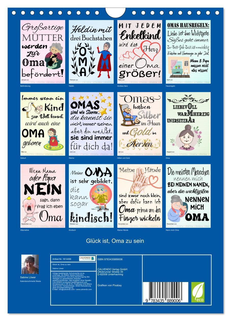 Bild: 9783435889006 | Glück ist, Oma zu sein (Wandkalender 2025 DIN A4 hoch), CALVENDO...