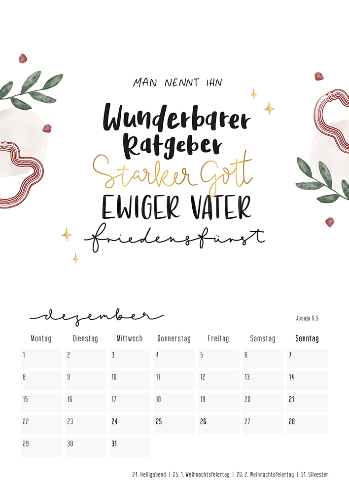 Bild: 4250222905157 | Himmelsglück 2025 | Bibel-Lettering Kalender | Annika Mengel | 13 S.