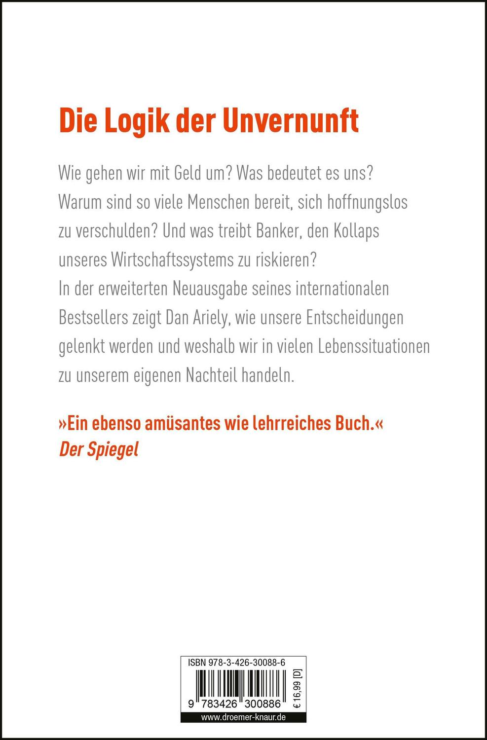 Rückseite: 9783426300886 | Denken hilft zwar, nützt aber nichts | Dan Ariely | Taschenbuch | 2015