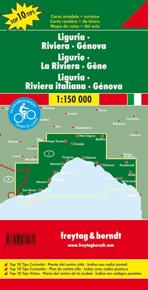 Rückseite: 9783707915174 | Ligurien - Italienische Riviera - Genua 1 : 150 000 | Top 10 Tips