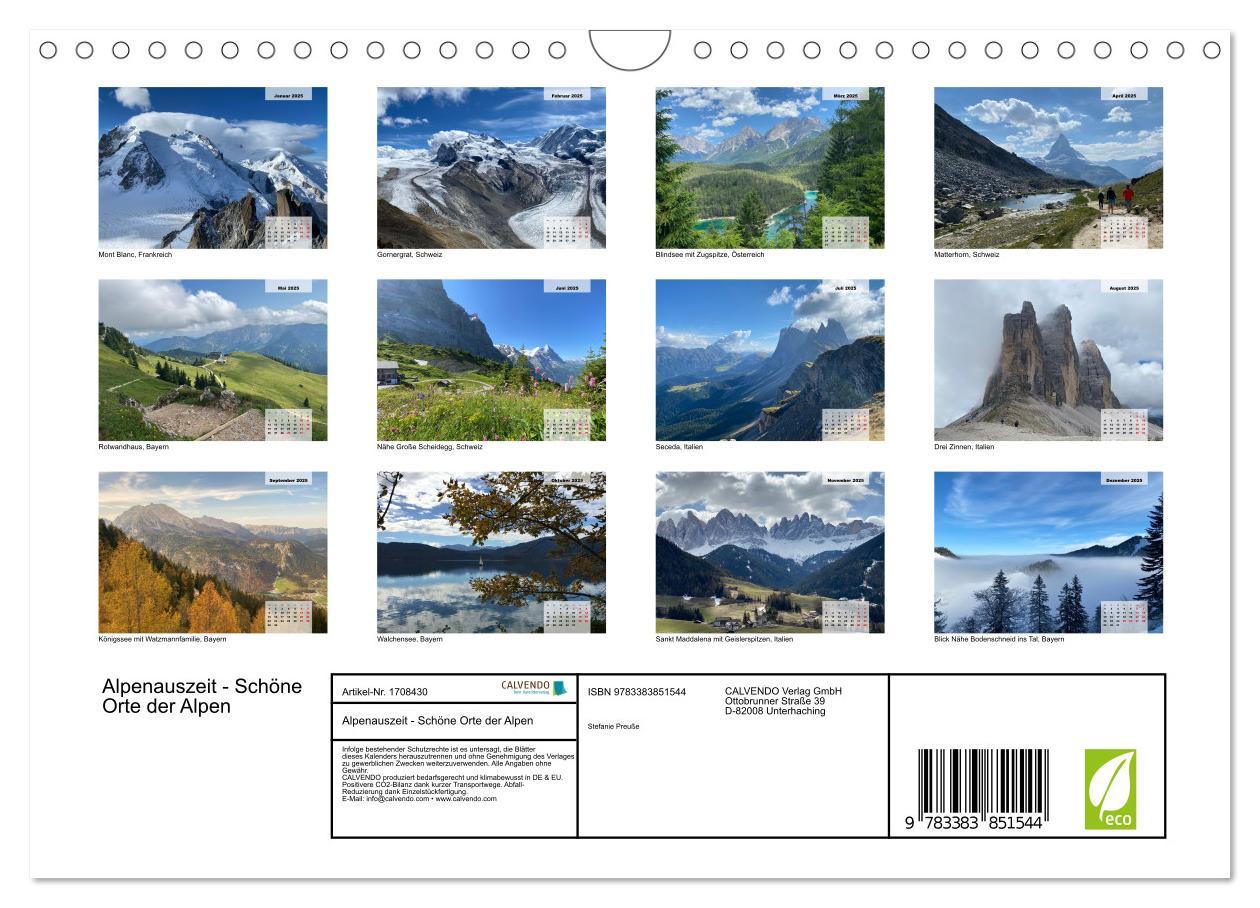 Bild: 9783383851544 | Alpenauszeit - Schöne Orte der Alpen (Wandkalender 2025 DIN A4...