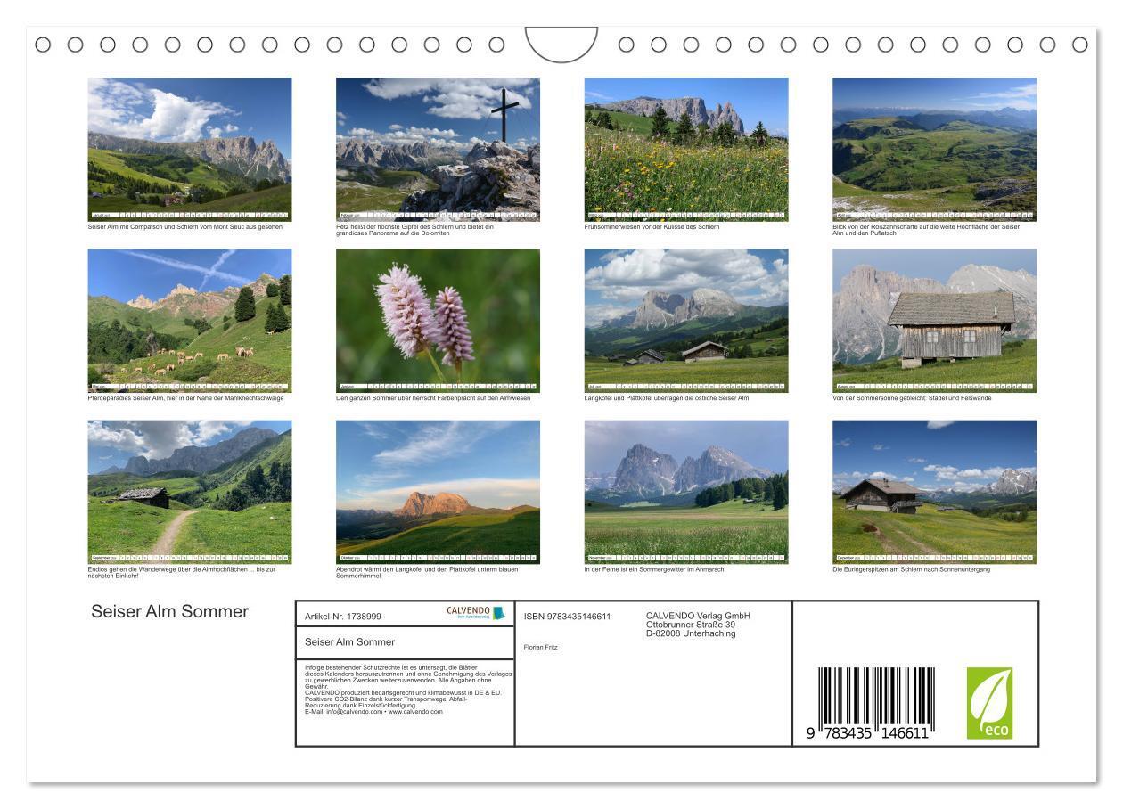 Bild: 9783435146611 | Seiser Alm Sommer (Wandkalender 2025 DIN A4 quer), CALVENDO...