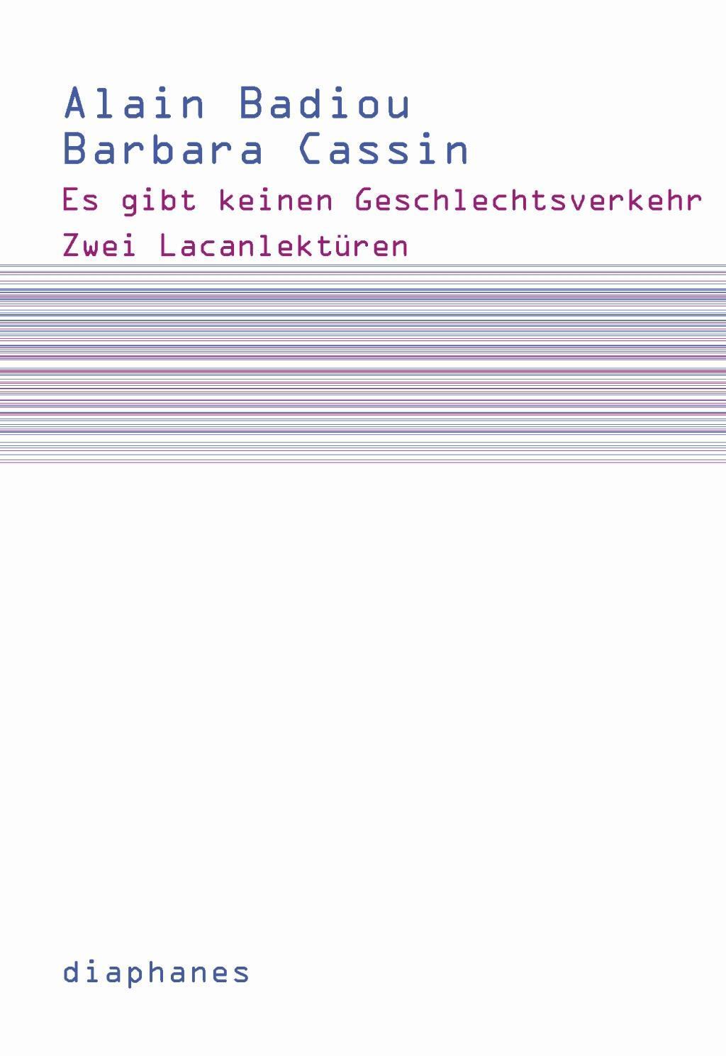 Cover: 9783037342145 | Es gibt keinen Geschlechtsverkehr | Zwei Lacanlektüren, Subjektile