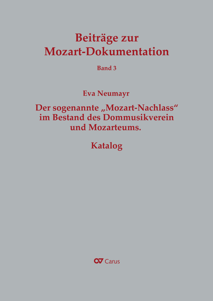 Cover: 9783899484175 | Der sogenannte "Mozart-Nachlass" im Bestand des Dommusikvereins und...