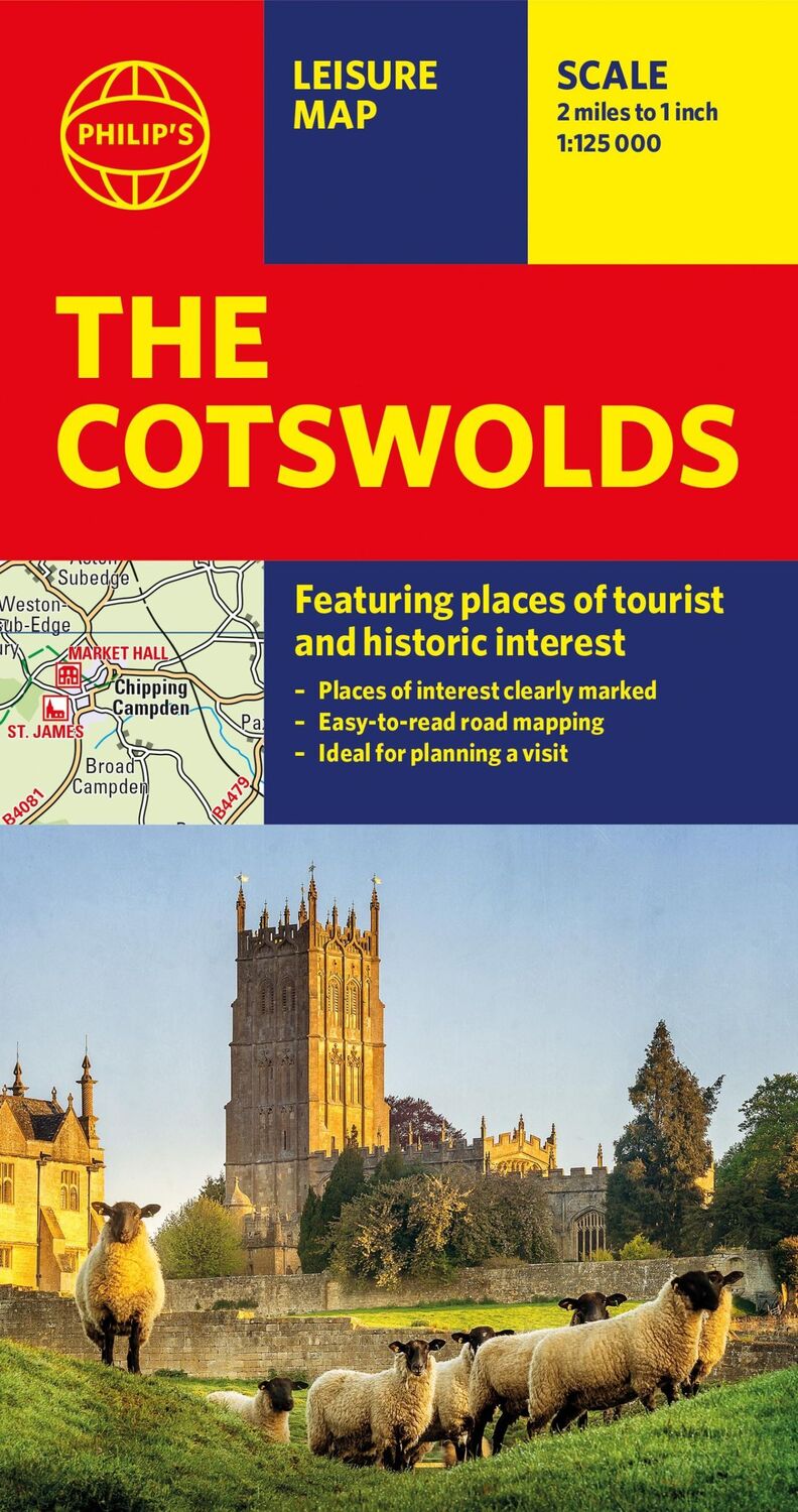 Cover: 9781849075381 | Philip's The Cotswolds | Leisure and Tourist Map | Philip'S Maps