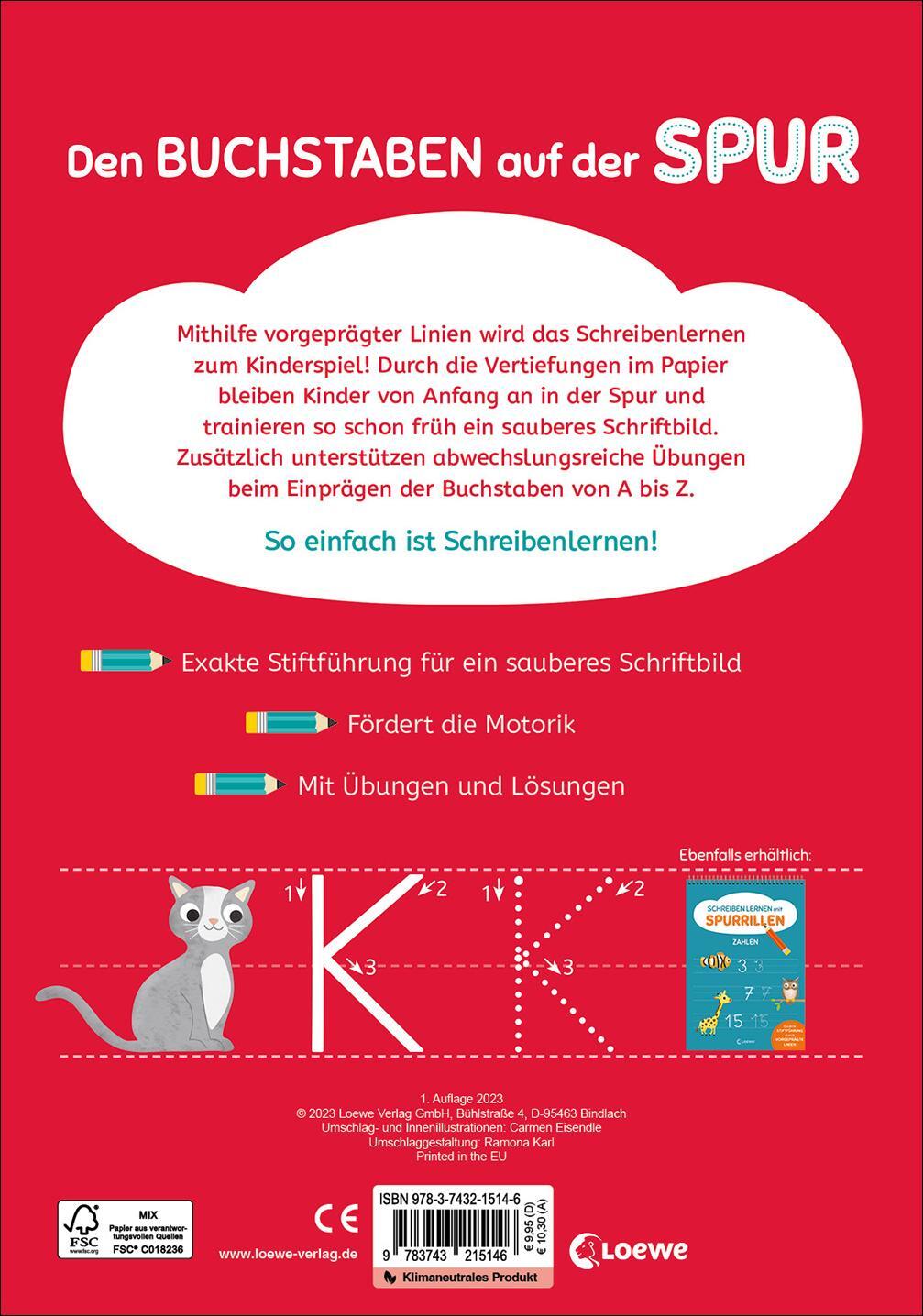 Rückseite: 9783743215146 | Schreiben lernen mit Spurrillen - Buchstaben | Rätseln | Taschenbuch