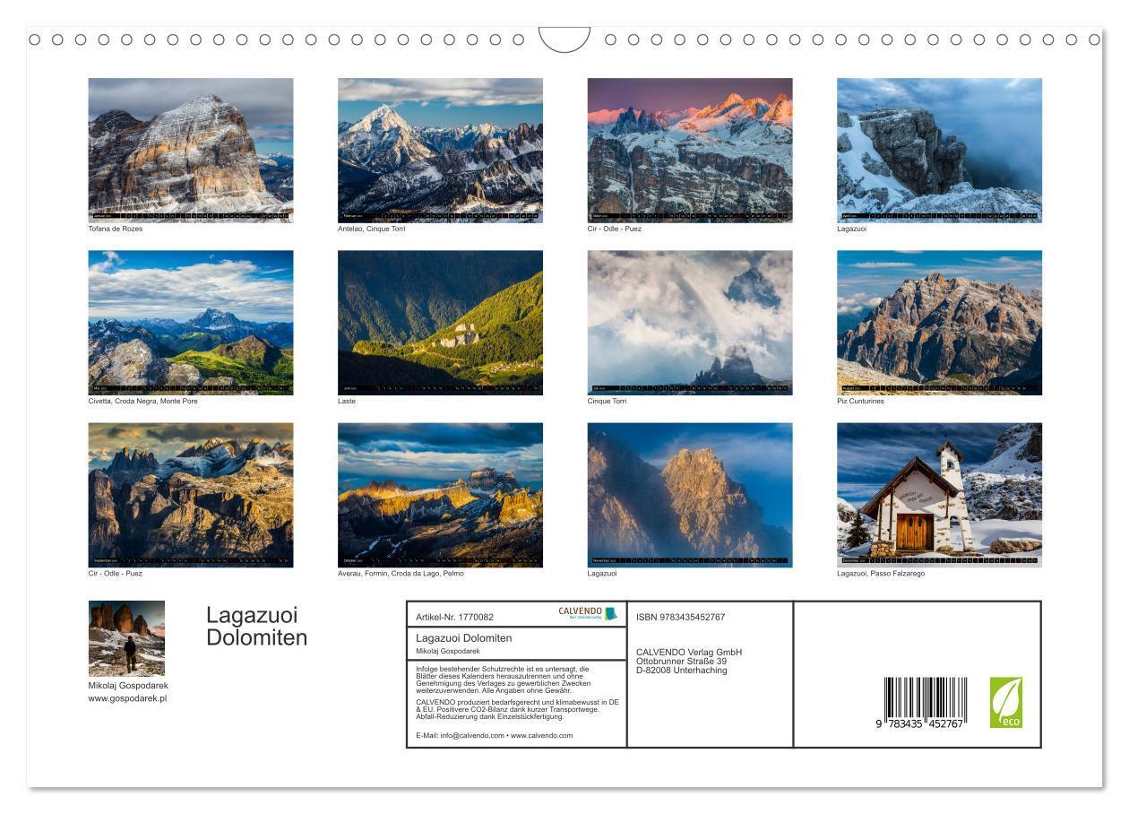 Bild: 9783435452767 | Lagazuoi Dolomiten (Wandkalender 2025 DIN A3 quer), CALVENDO...