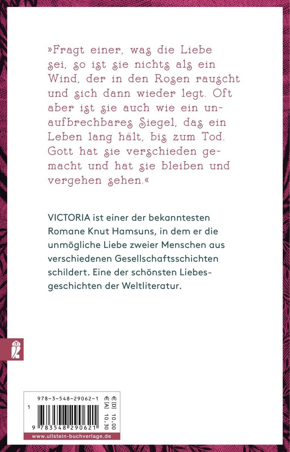 Rückseite: 9783548290621 | Victoria | Eine Liebesgeschichte | Knut Hamsun | Taschenbuch | 160 S.