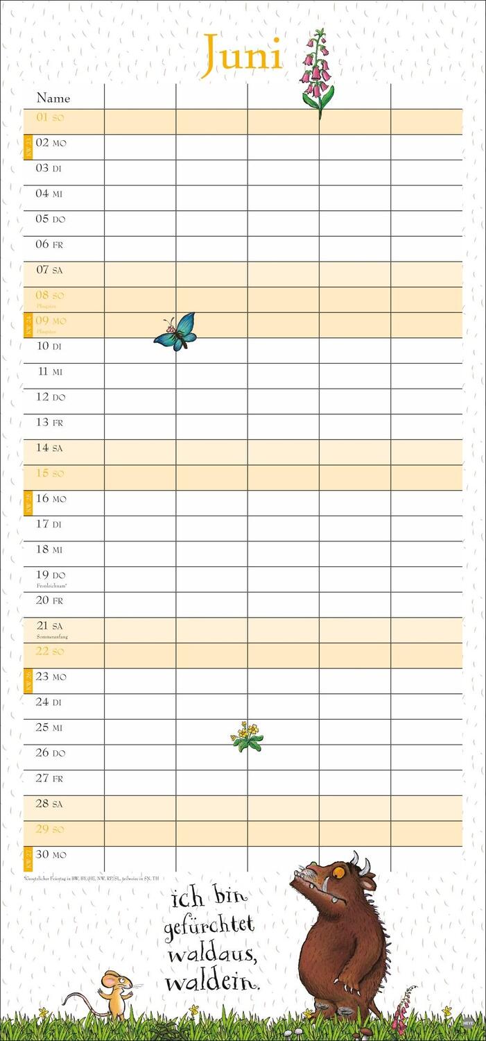 Bild: 9783756405923 | Der Grüffelo Familienplaner 2025 | Kalender | Familienplaner Athesia