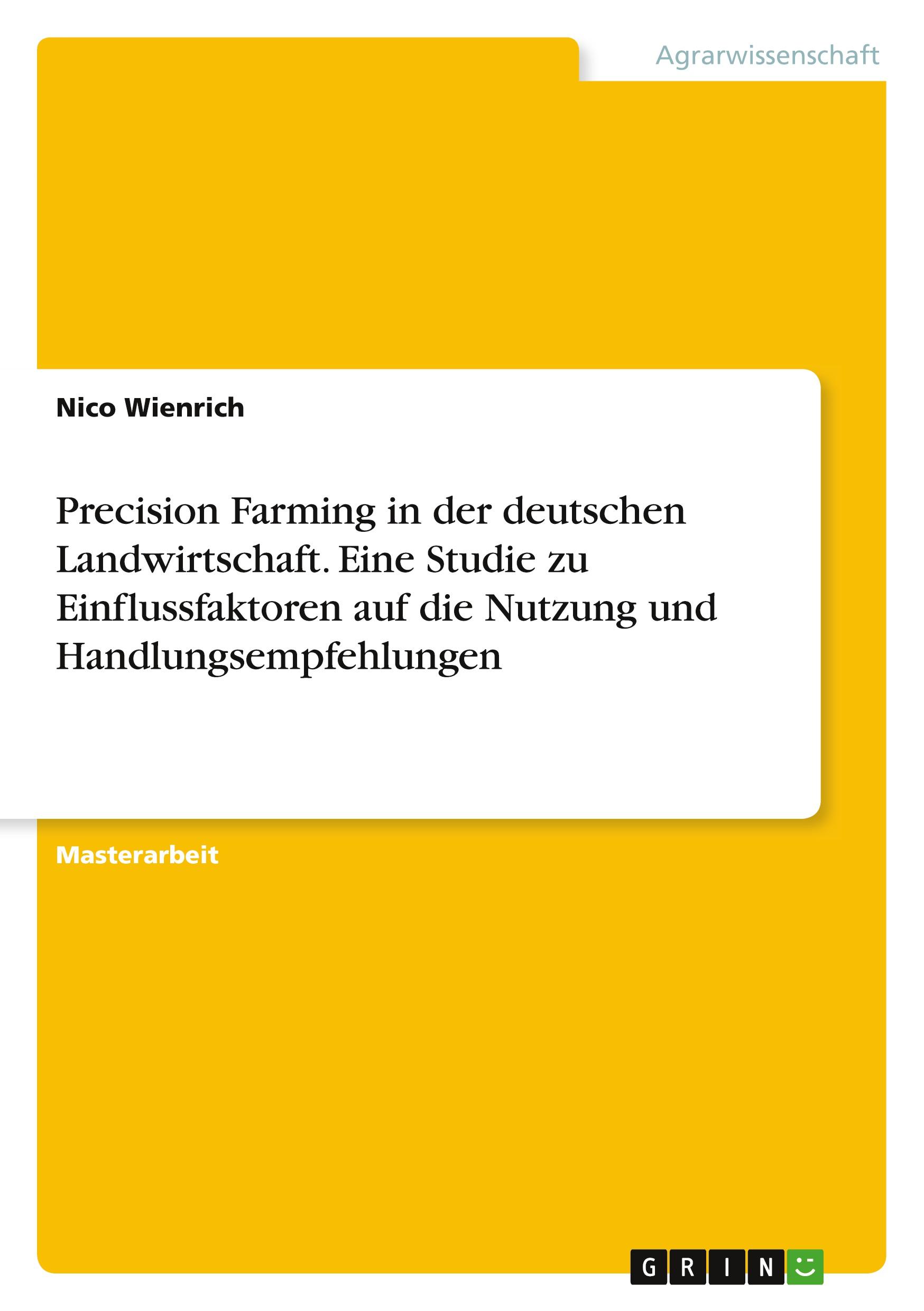 Cover: 9783346554208 | Precision Farming in der deutschen Landwirtschaft. Eine Studie zu...