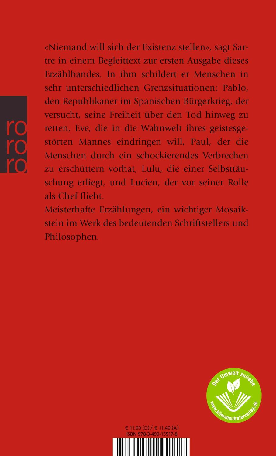 Rückseite: 9783499155178 | Die Kindheit eines Chefs | Jean-Paul Sartre | Taschenbuch | Deutsch