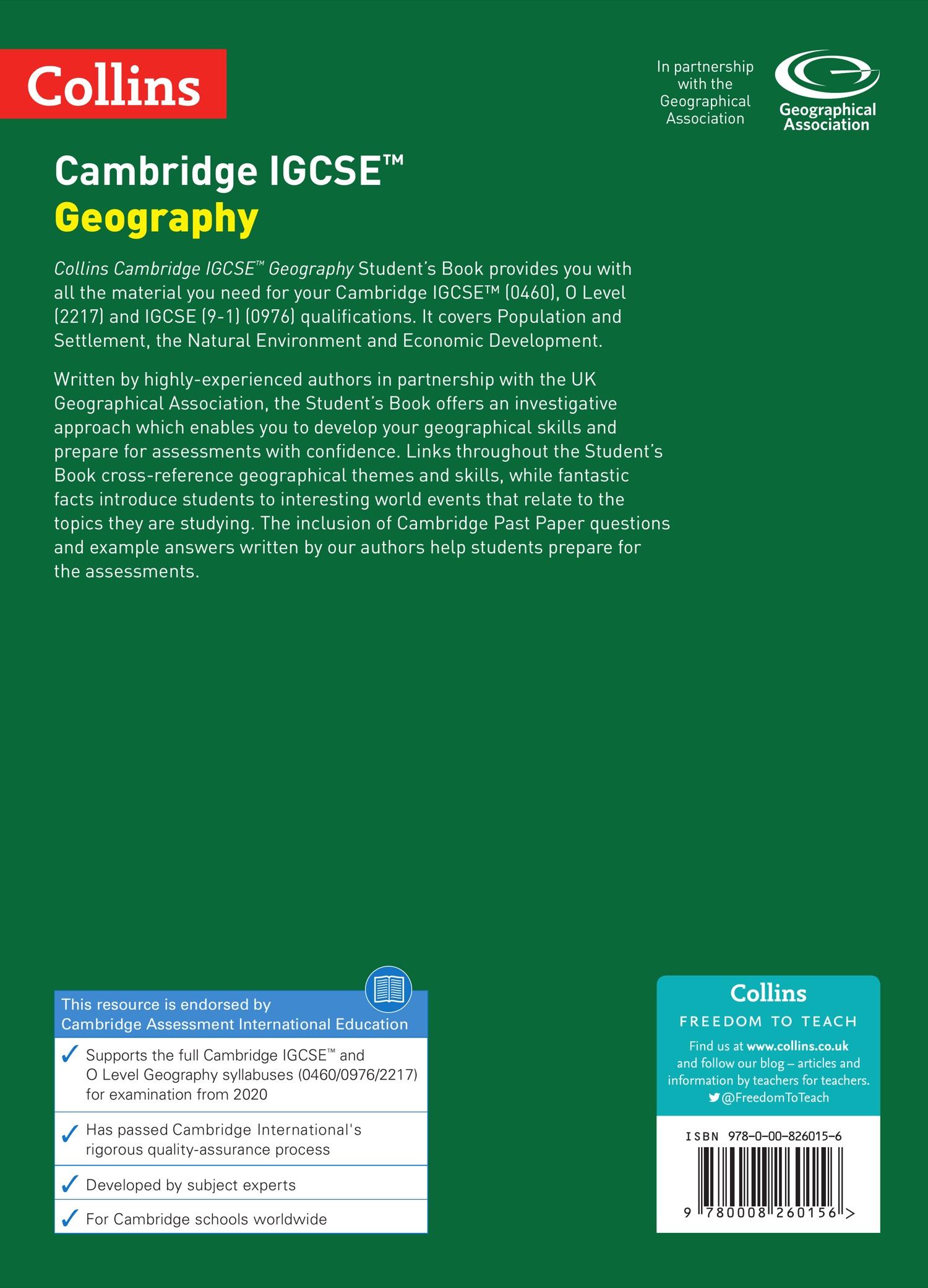 Rückseite: 9780008260156 | Collins Cambridge IGCSE - Cambridge IGCSE Geography Student Book