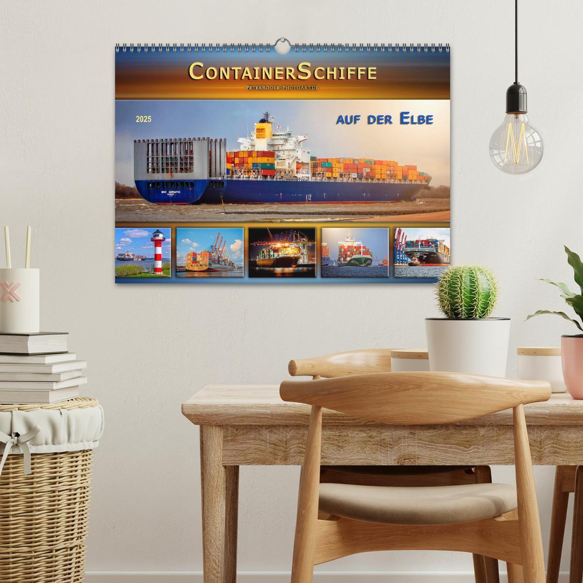 Bild: 9783435383252 | Containerschiffe auf der Elbe (Wandkalender 2025 DIN A3 quer),...