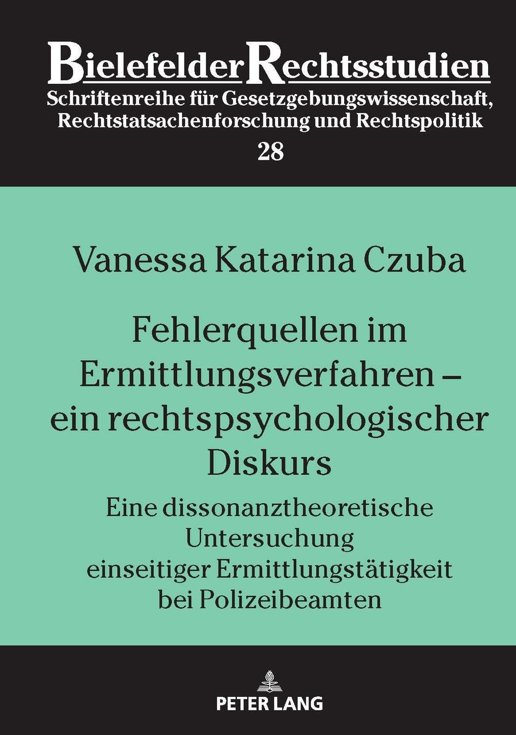 Cover: 9783631853818 | Fehlerquellen im Ermittlungsverfahren ¿ ein rechtspsychologischer...