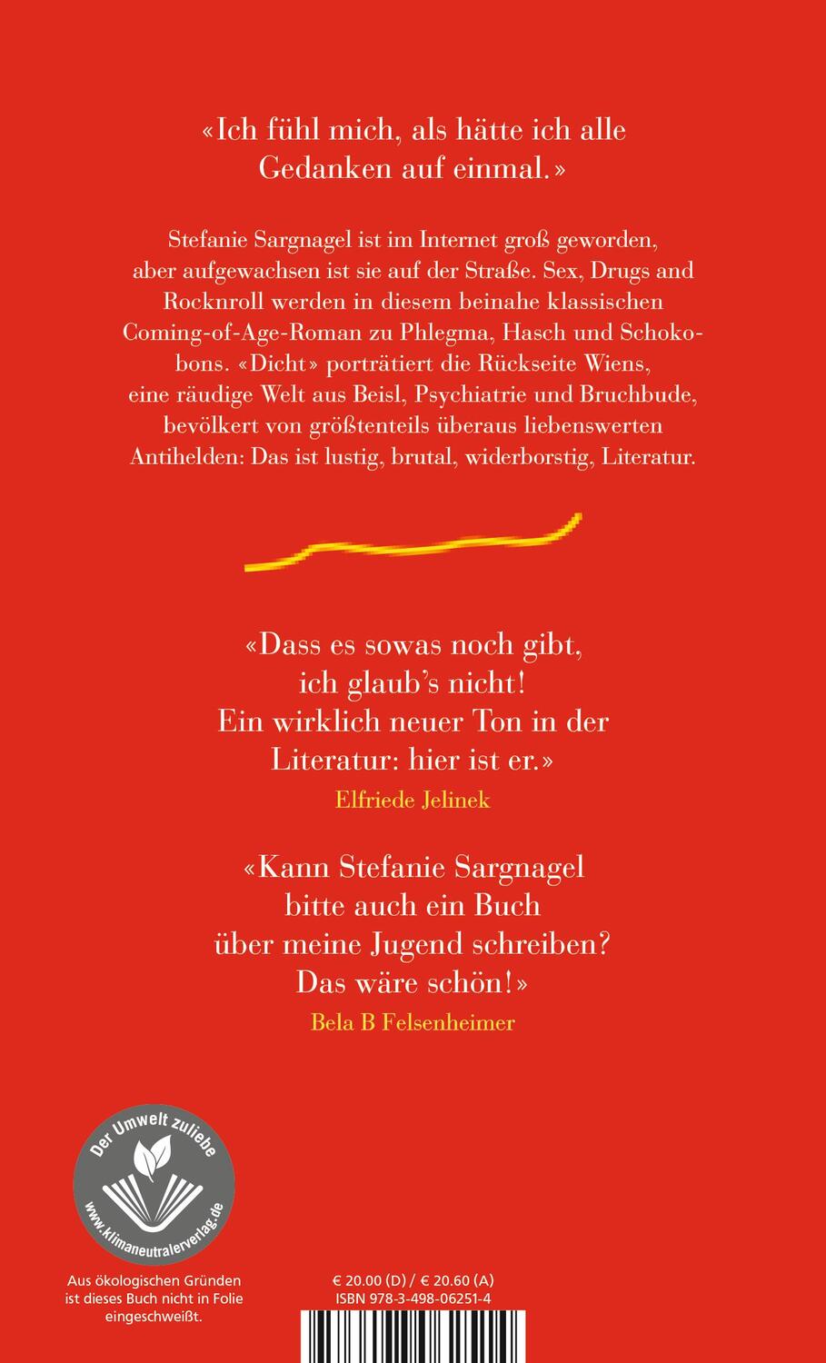 Rückseite: 9783498062514 | Dicht | Aufzeichnungen einer Tagediebin | Stefanie Sargnagel | Buch