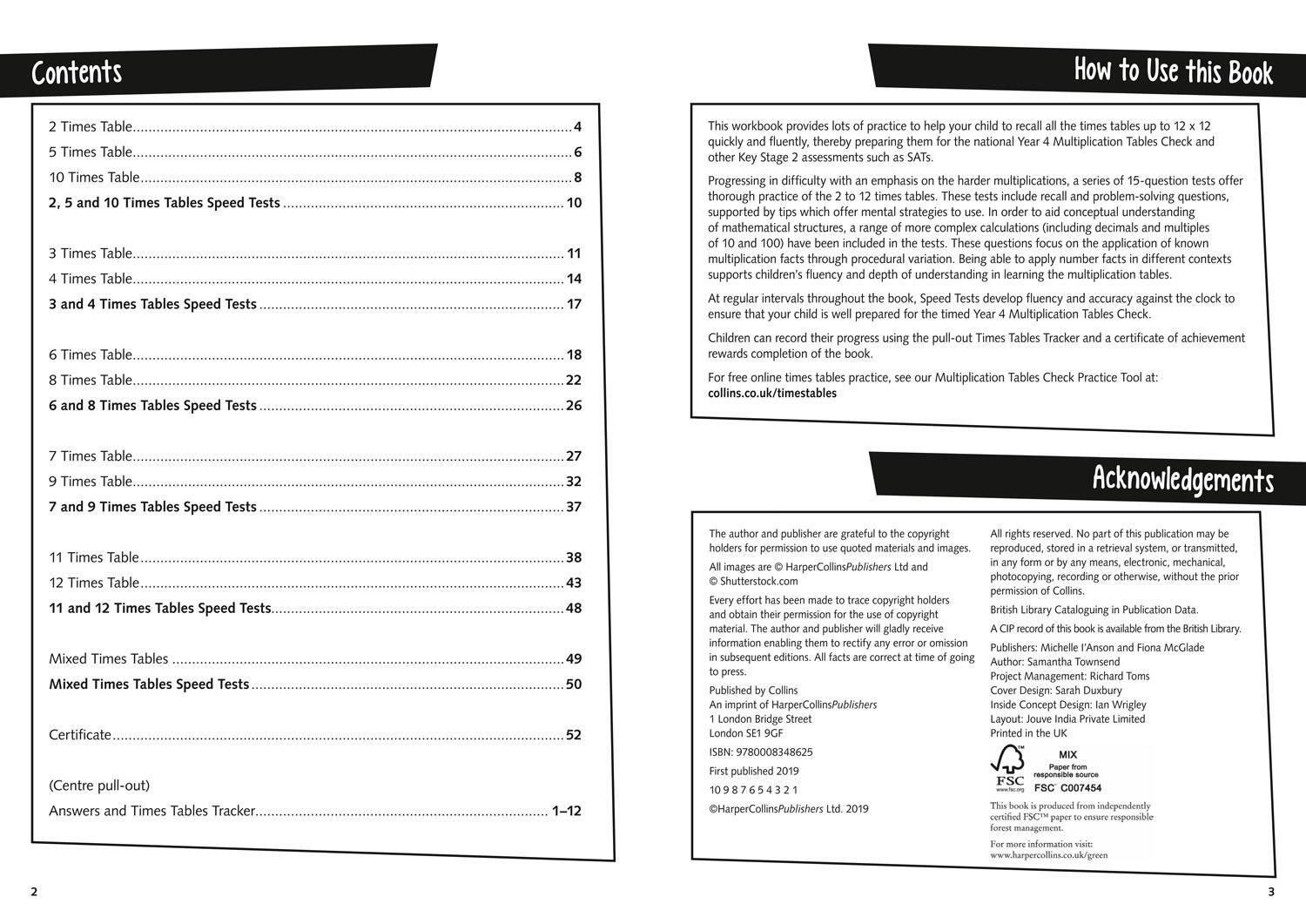 Bild: 9780008348625 | KS2 Times Tables Practice Workbook | For the 2025 Tests | Collins Ks2