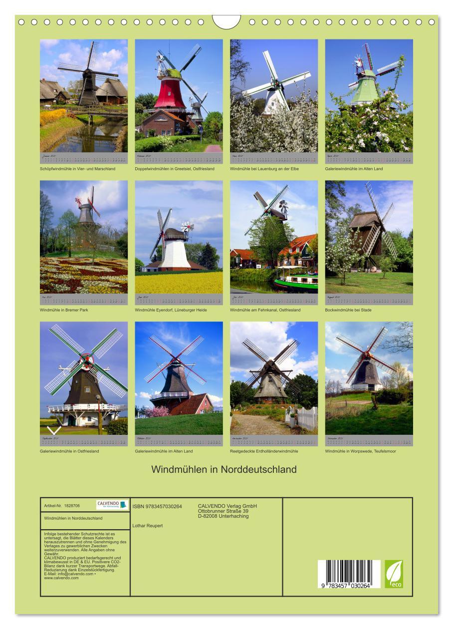 Bild: 9783457030264 | Windmühlen in Norddeutschland (Wandkalender 2025 DIN A3 hoch),...