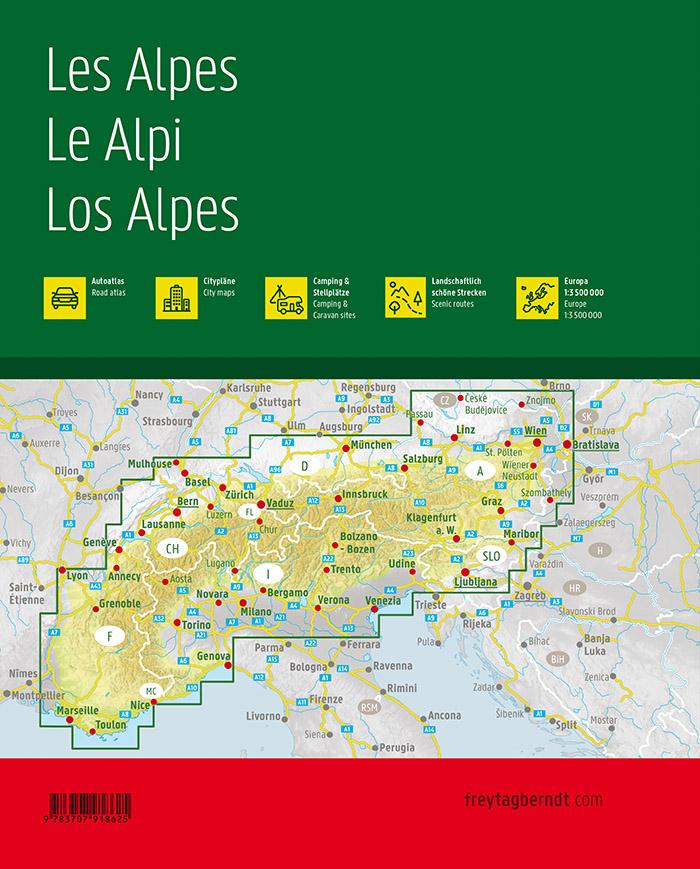 Rückseite: 9783707918625 | Atlas der Alpen, Autoatlas 1:150.000 Laufzeit 2021 - 2024 | KG | Buch