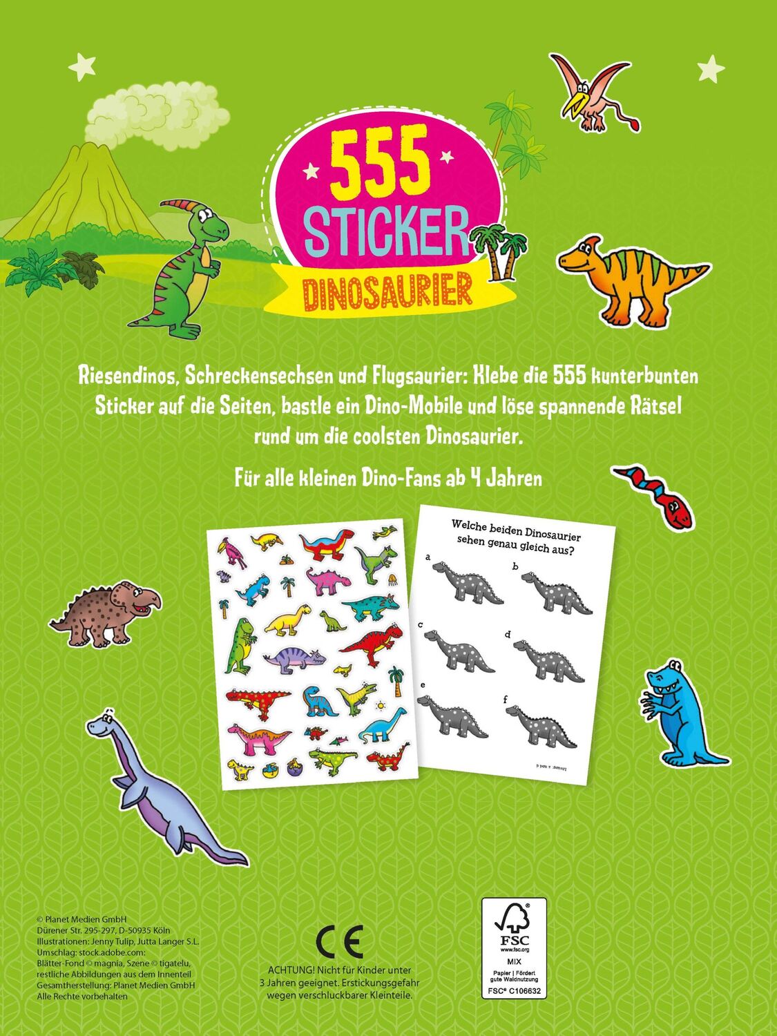 Rückseite: 9783849946326 | 555 Sticker Dinosaurier | Taschenbuch | 32 S. | Deutsch | 2024