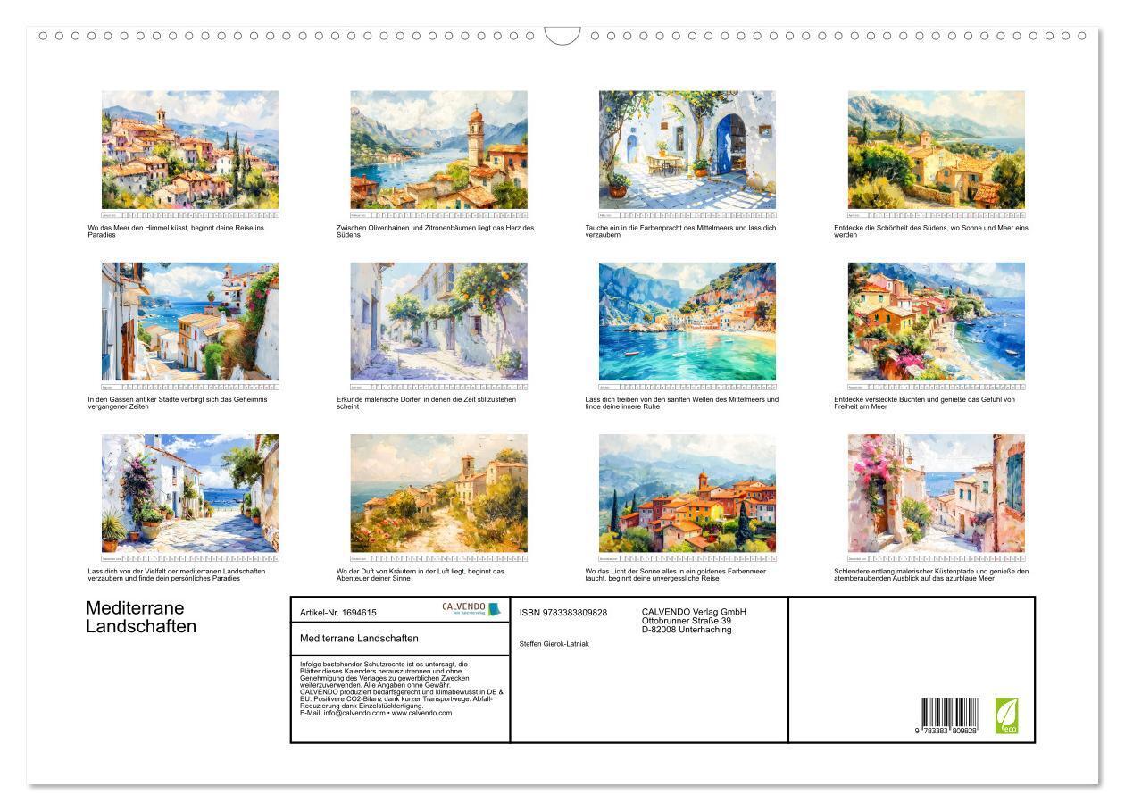 Bild: 9783383809828 | Mediterrane Landschaften (Wandkalender 2025 DIN A2 quer), CALVENDO...