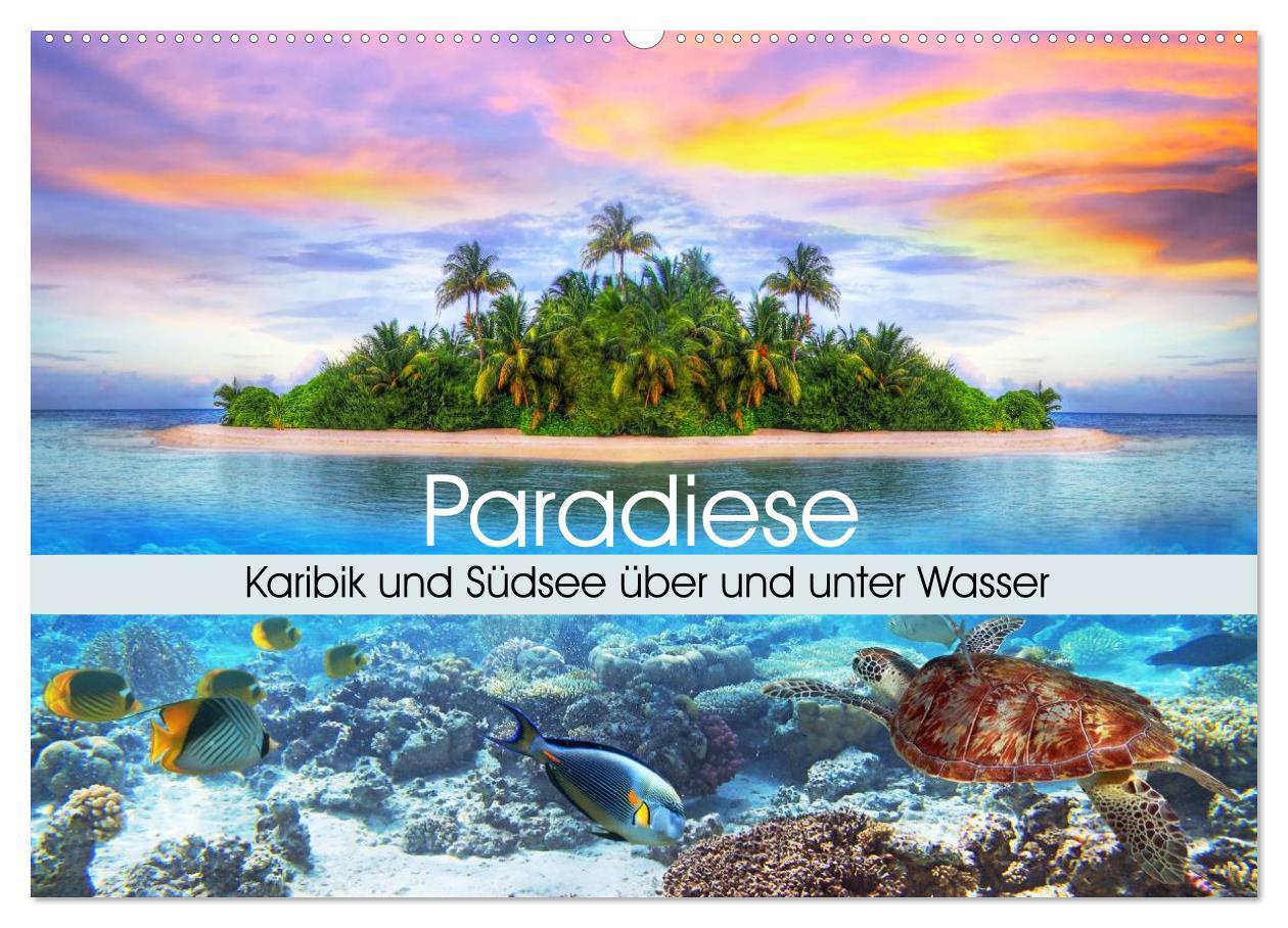 Cover: 9783435488391 | Paradiese. Karibik und Südsee über und unter Wasser (Wandkalender...