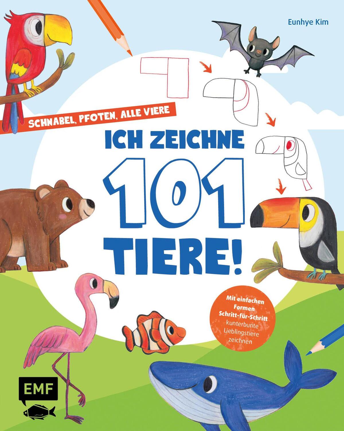 Cover: 9783745918366 | Schnabel, Pfoten, alle viere - ich zeichne 101 Tiere! | Eunhye Kim