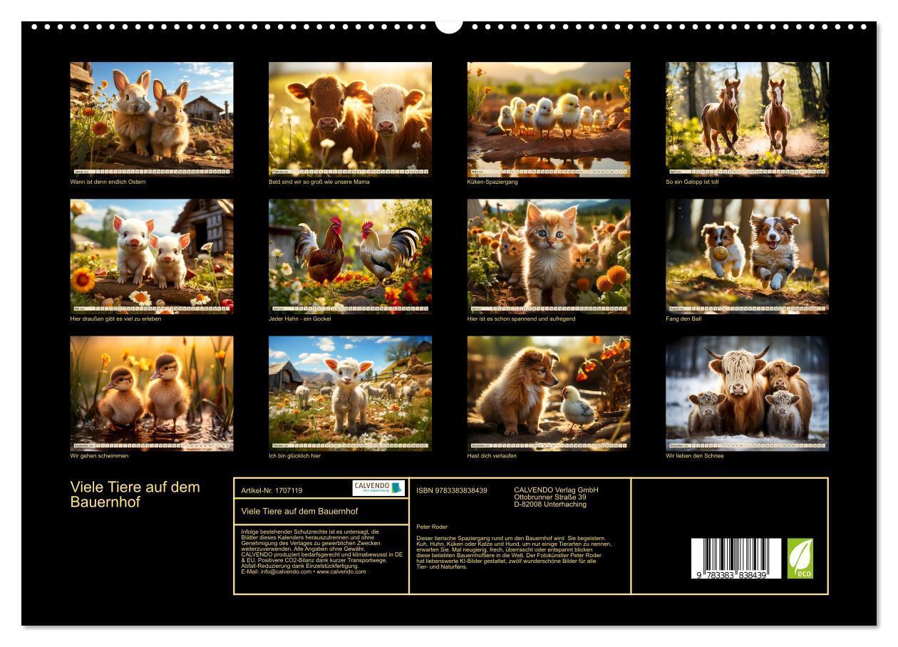 Bild: 9783383838439 | Viele Tiere auf dem Bauernhof (hochwertiger Premium Wandkalender...