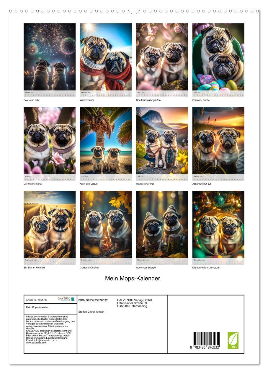 Bild: 9783435876532 | Mein Mops-Kalender (hochwertiger Premium Wandkalender 2025 DIN A2...