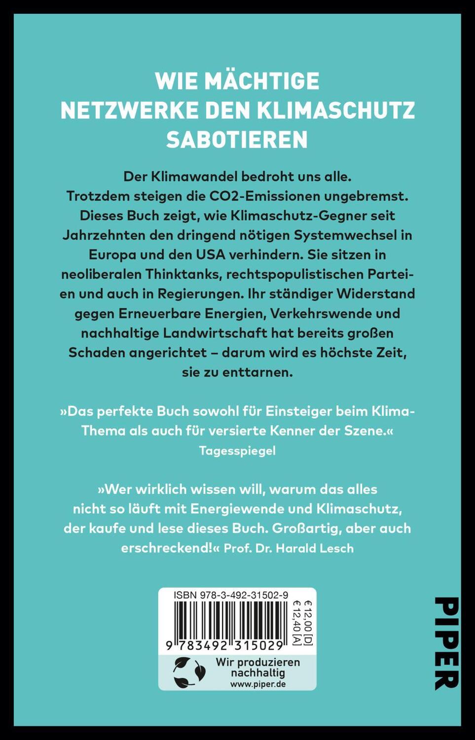 Rückseite: 9783492315029 | Die Klimaschmutzlobby | Susanne Götze (u. a.) | Taschenbuch | 320 S.