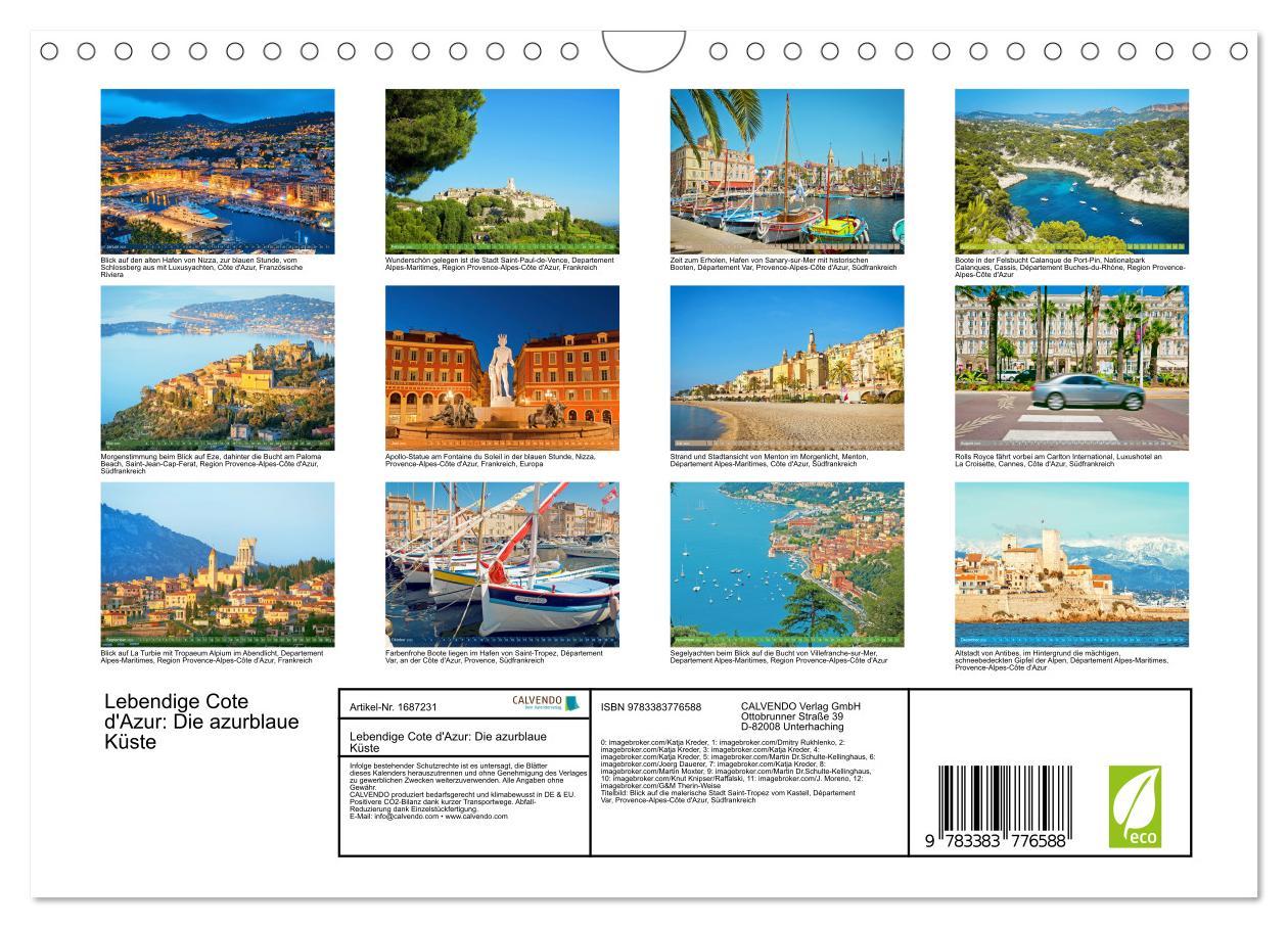 Bild: 9783383776588 | Lebendige Cote d'Azur: Die azurblaue Küste (Wandkalender 2025 DIN...