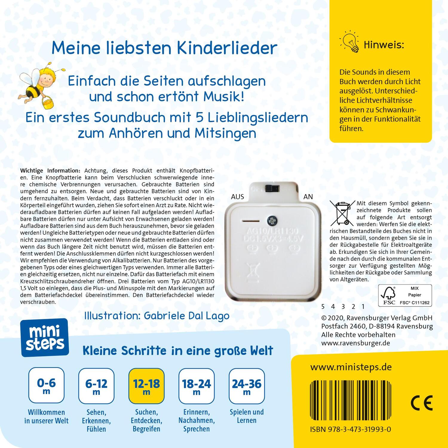 Rückseite: 9783473319930 | ministeps: Hör rein, sing mit! Erste Kinderlieder zum Anhören. | Buch