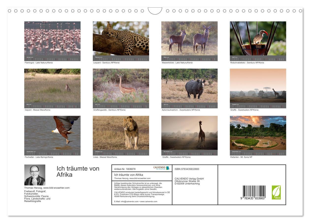 Bild: 9783435833900 | Ich träumte von Afrika (Wandkalender 2025 DIN A3 quer), CALVENDO...