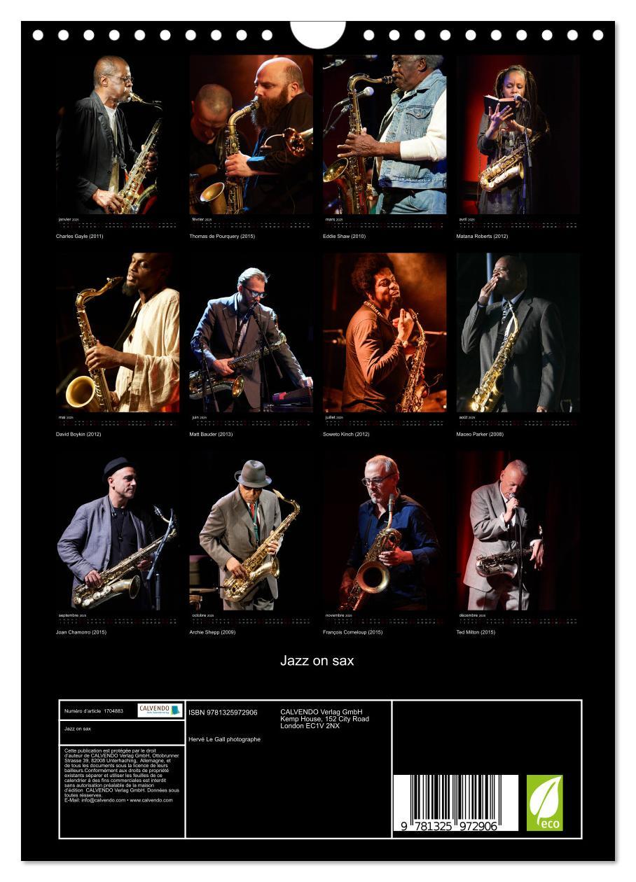 Bild: 9781325972906 | Jazz on sax (Calendrier mural 2025 DIN A4 horizontal), CALVENDO...