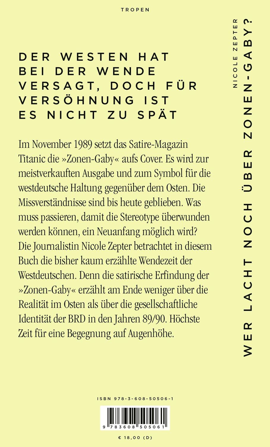 Rückseite: 9783608505061 | Wer lacht noch über Zonen-Gaby? | Ein Vorschlag zur Versöhnung | Buch