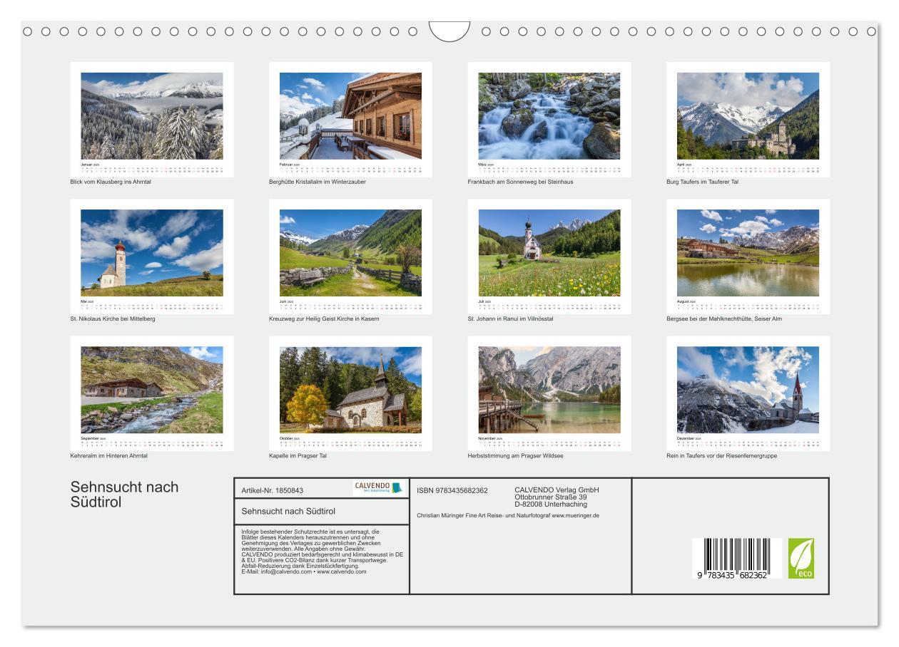 Bild: 9783435682362 | Sehnsucht nach Südtirol (Wandkalender 2025 DIN A3 quer), CALVENDO...