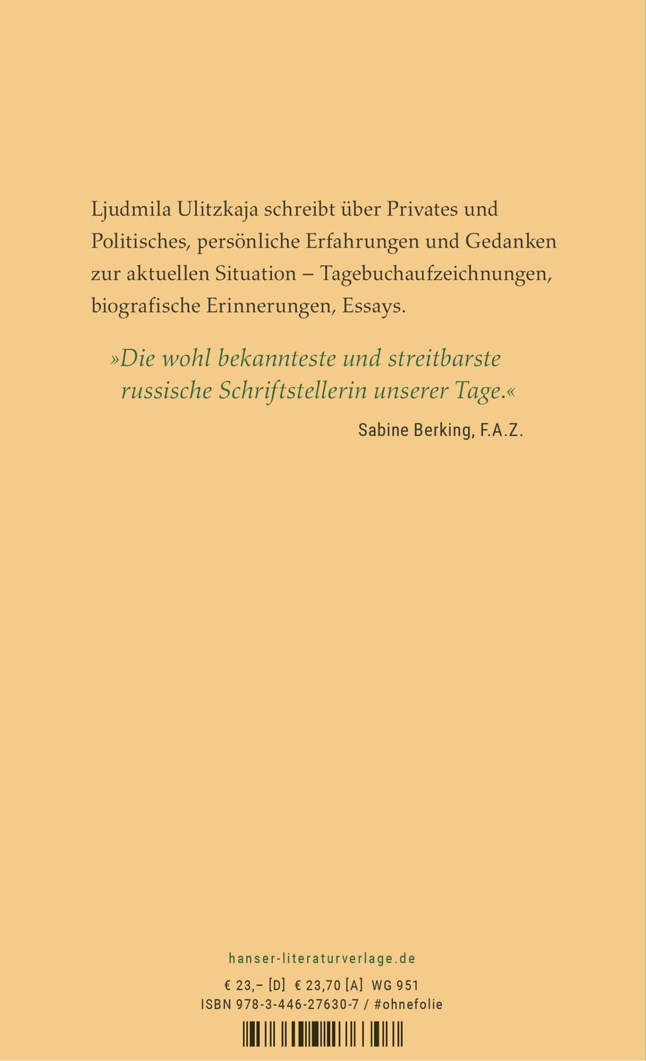 Bild: 9783446276307 | Die Erinnerung nicht vergessen | Ljudmila Ulitzkaja | Buch | 192 S.