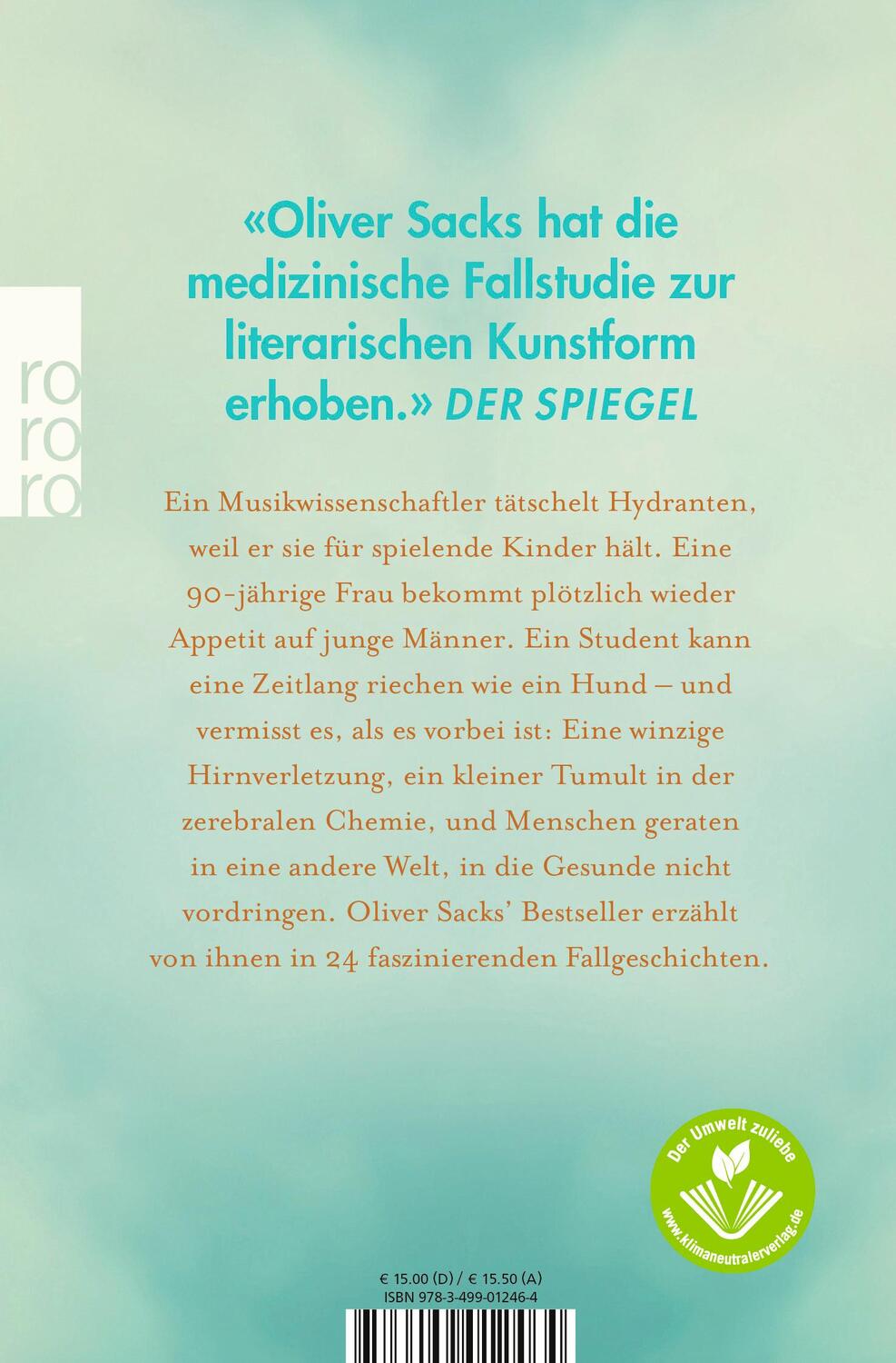 Rückseite: 9783499012464 | Der Mann, der seine Frau mit einem Hut verwechselte | Oliver Sacks