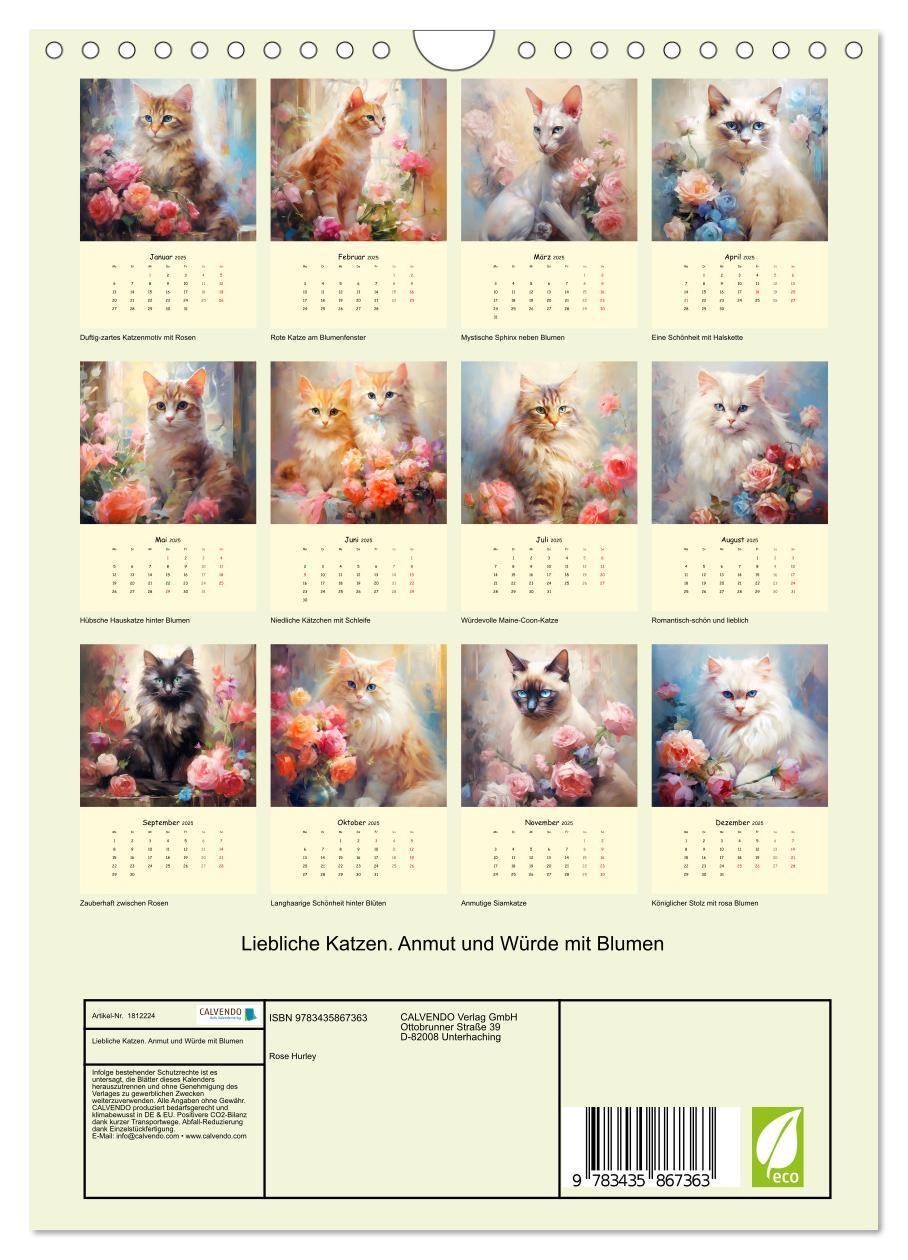 Bild: 9783435867363 | Liebliche Katzen. Anmut und Würde mit Blumen (Wandkalender 2025 DIN...