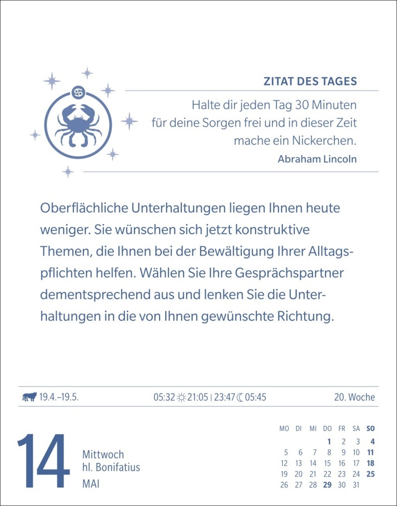 Bild: 9783840033704 | Krebs Sternzeichenkalender 2025 - Tagesabreißkalender - Ihr...