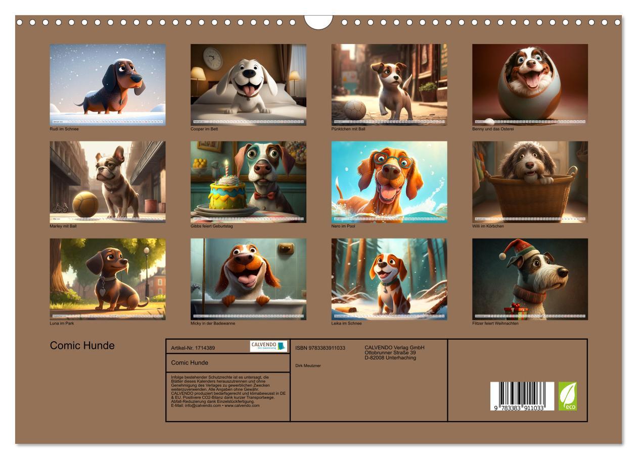 Bild: 9783383911033 | Comic Hunde (Wandkalender 2025 DIN A3 quer), CALVENDO Monatskalender