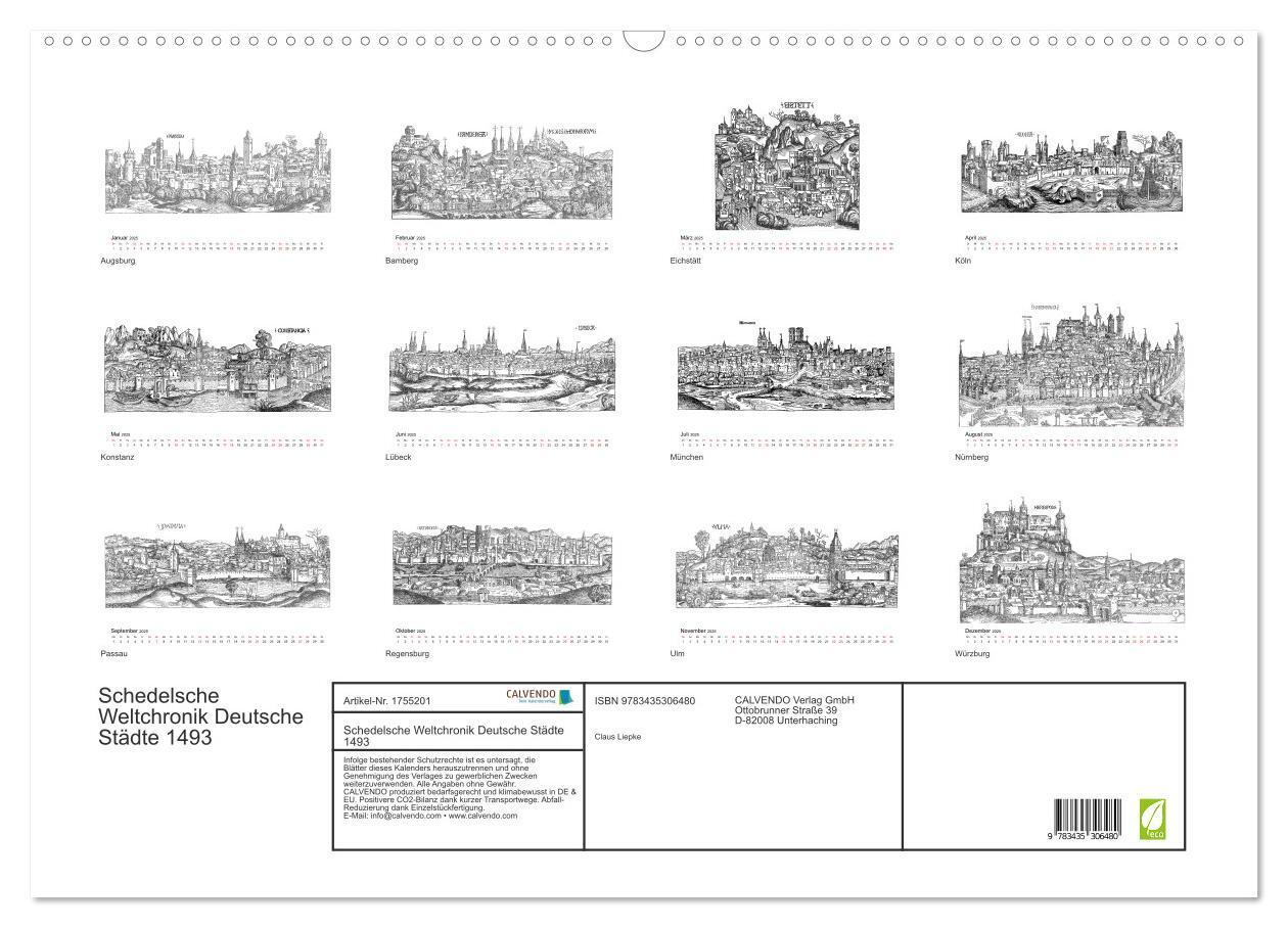 Bild: 9783435306480 | Schedelsche Weltchronik Deutsche Städte 1493 (Wandkalender 2025 DIN...